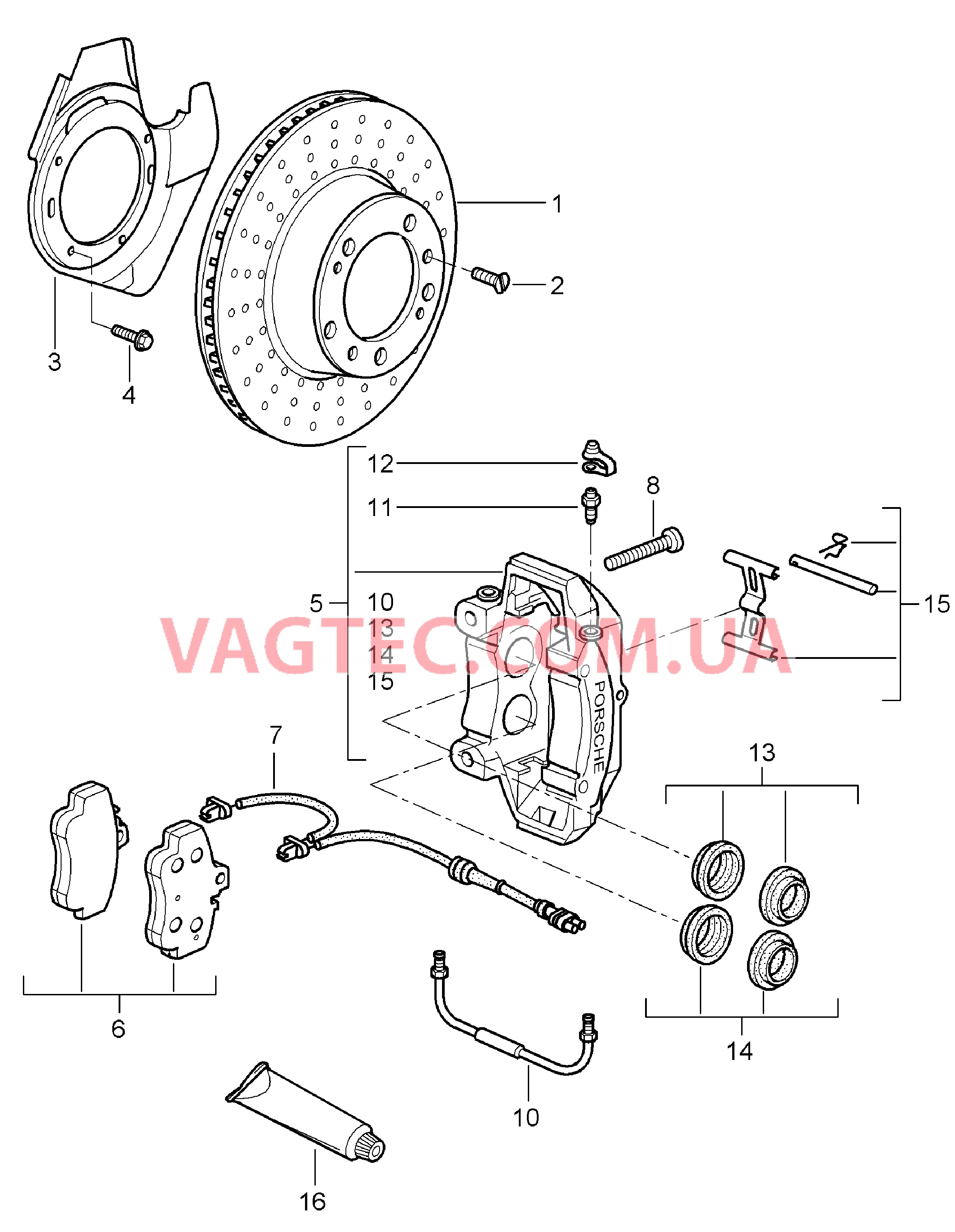 602-000 Дисковой тормоз, Передняя ось для PORSCHE Cayman 2006-2008USA