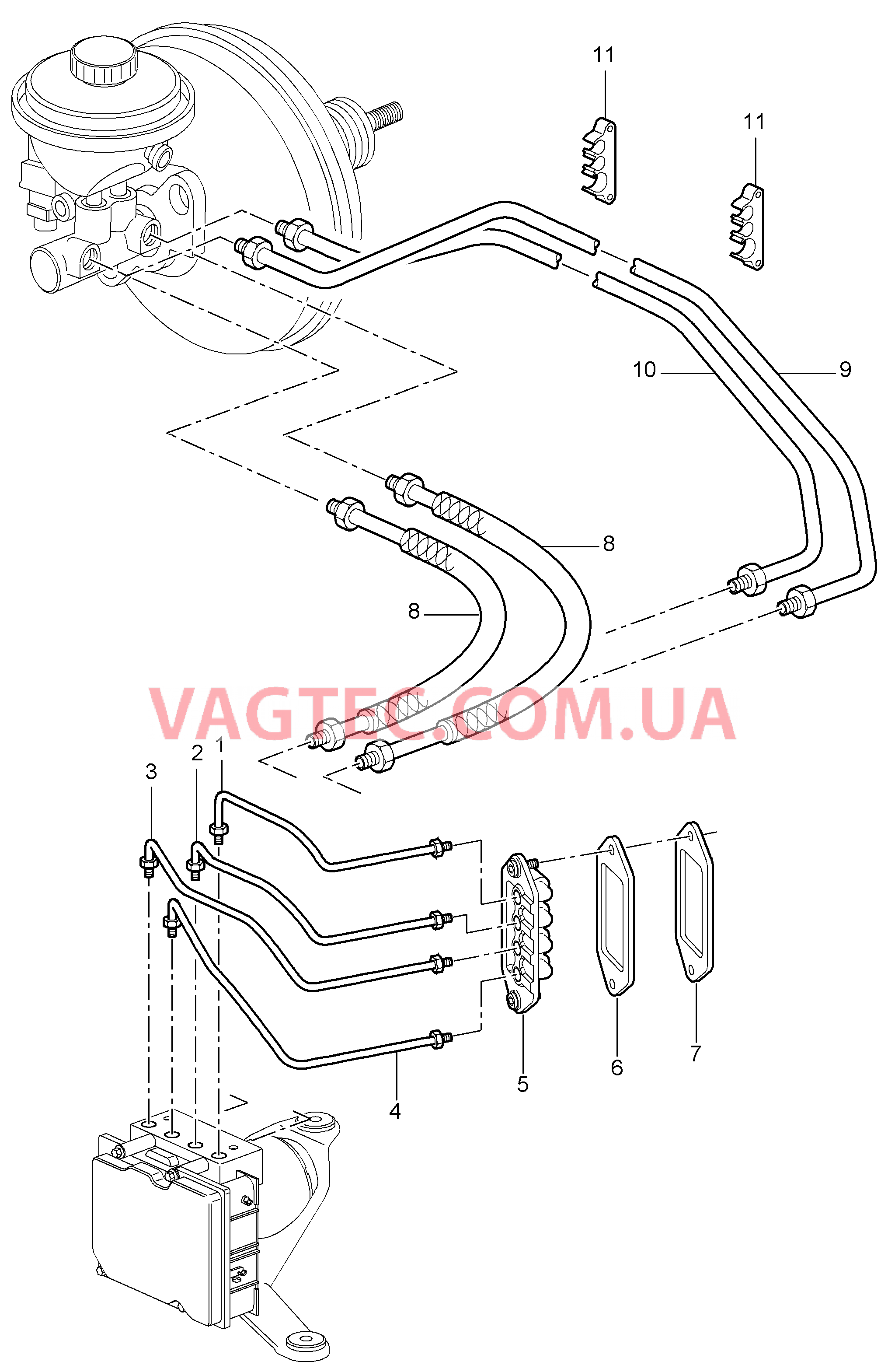 604-005 Тормозные магистрали, Передняя часть кузова для PORSCHE Cayman 2006-2008