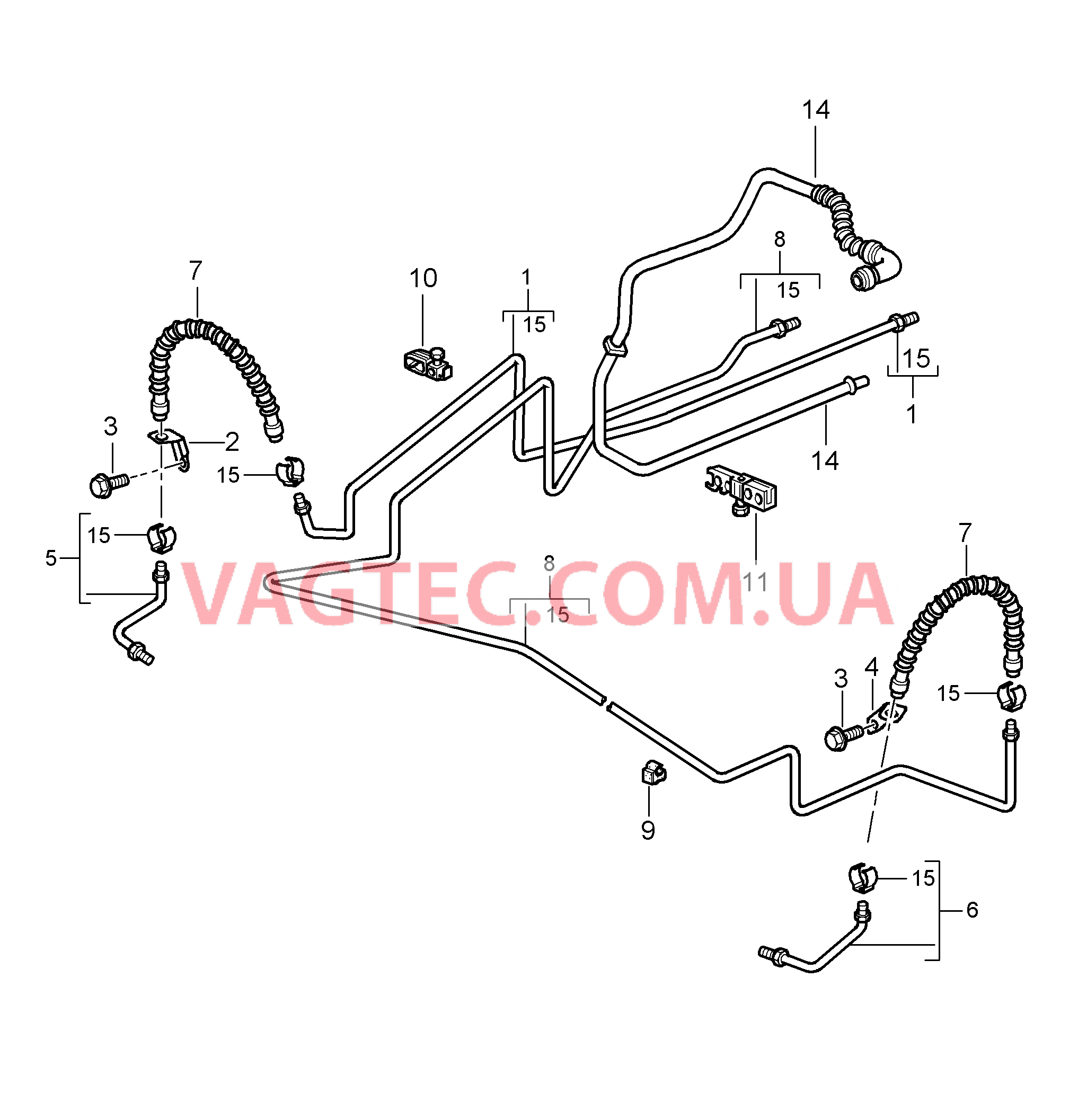 604-015 Тормозная трубка, Днище кузова, Задняя ось, Вакуумный трубопровод для PORSCHE Cayman 2006-2008