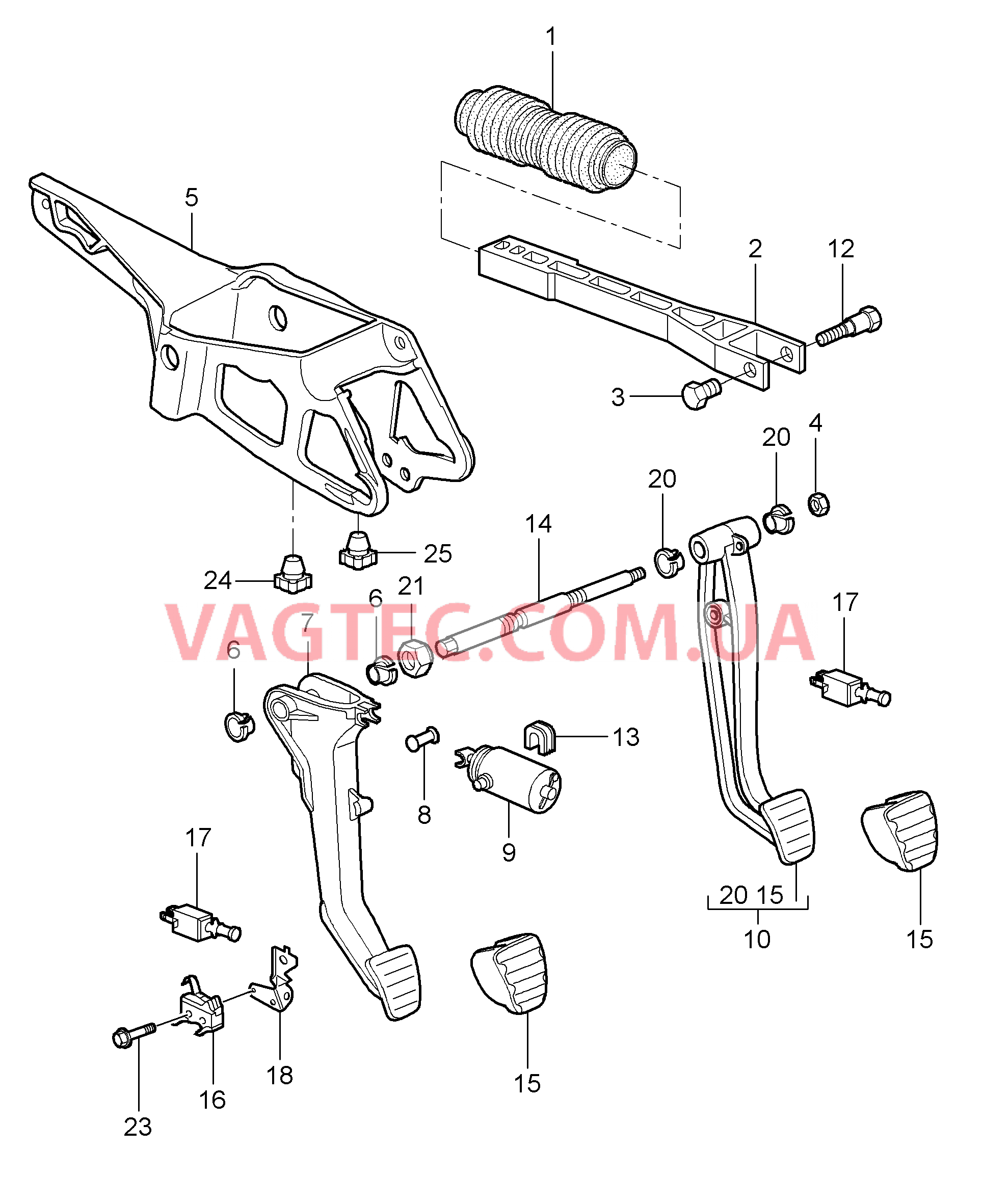 702-000 Педальный механизм для PORSCHE Cayman 2006-2008