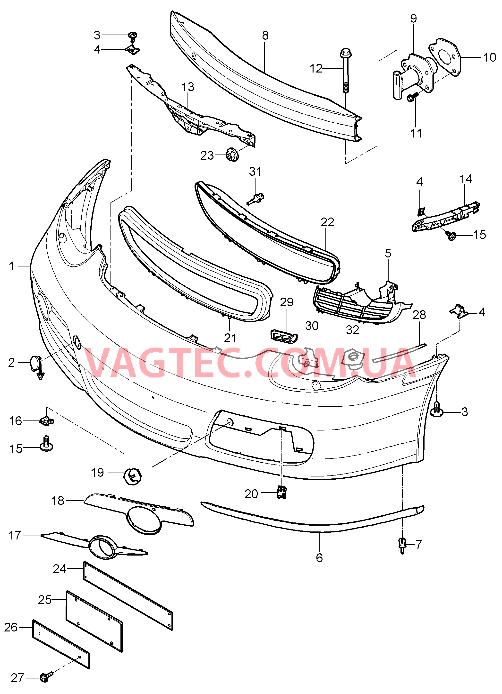 802-000 Бампер, передний для PORSCHE Cayman 2006-2008