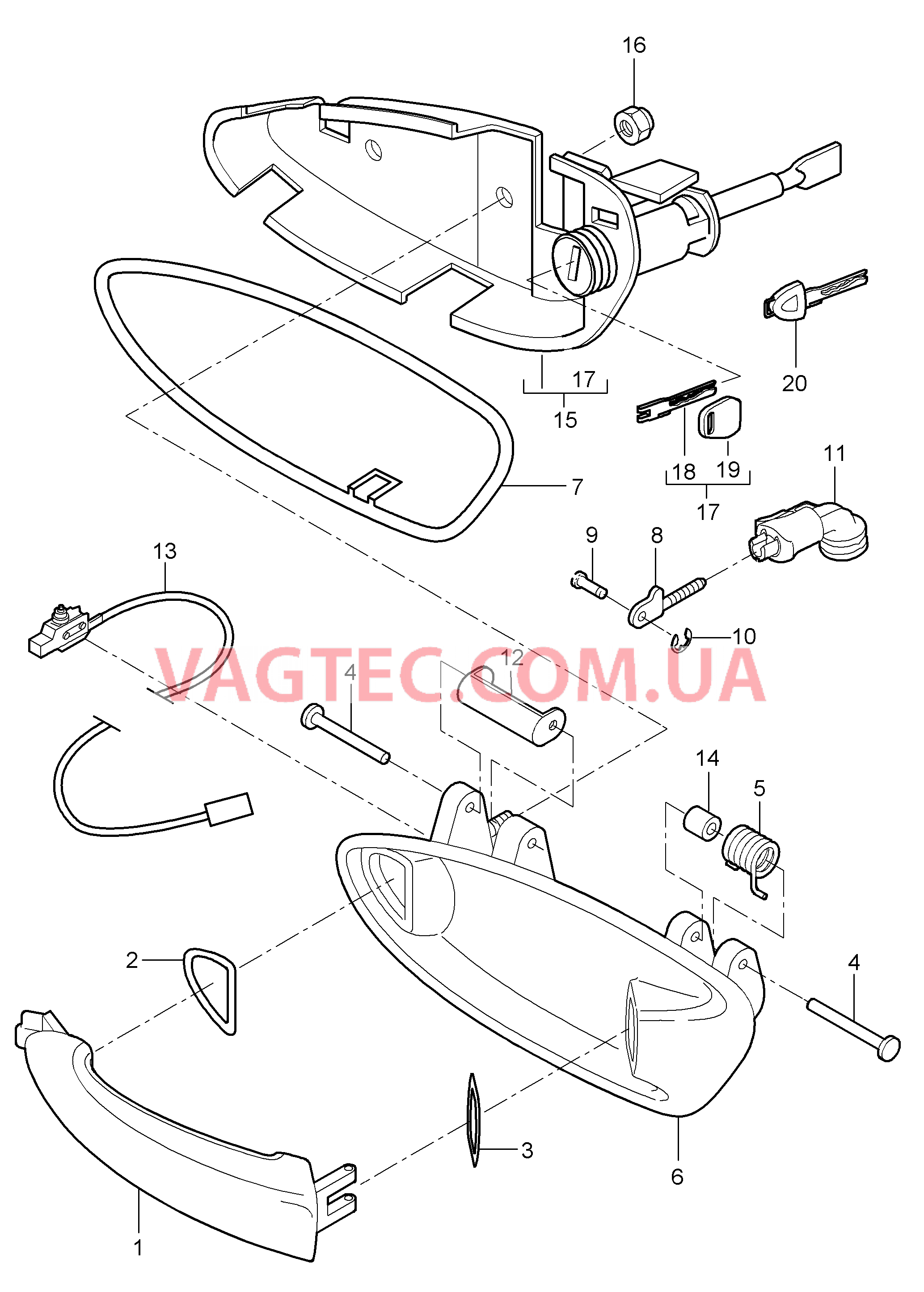 804-020 Рукоятка двери для PORSCHE Cayman 2006-2008USA