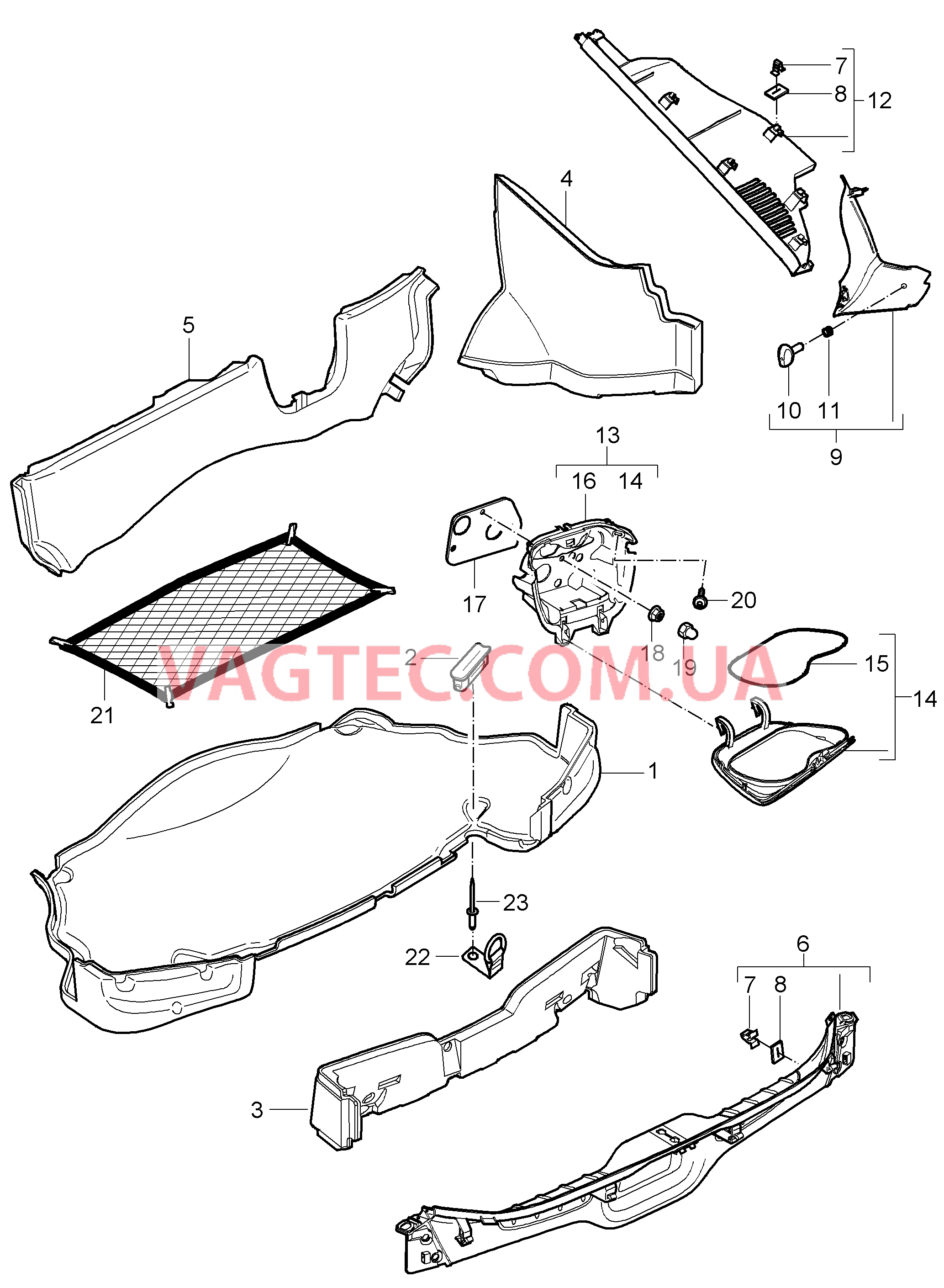 807-001 Багажный отсек, задний для PORSCHE Cayman 2006-2008USA