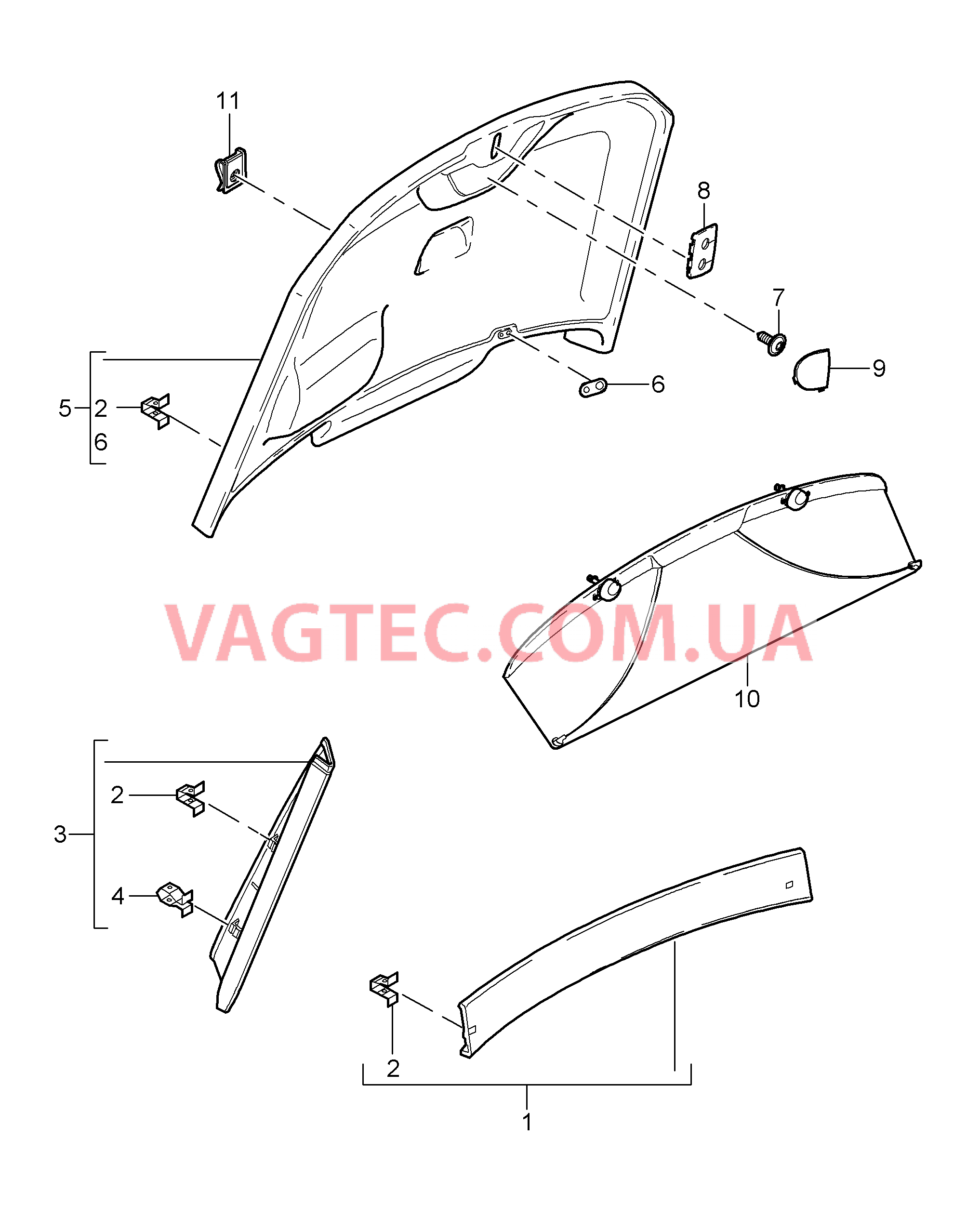 807-020 Обивки, Крышка багажн.отсека для PORSCHE Cayman 2006-2008