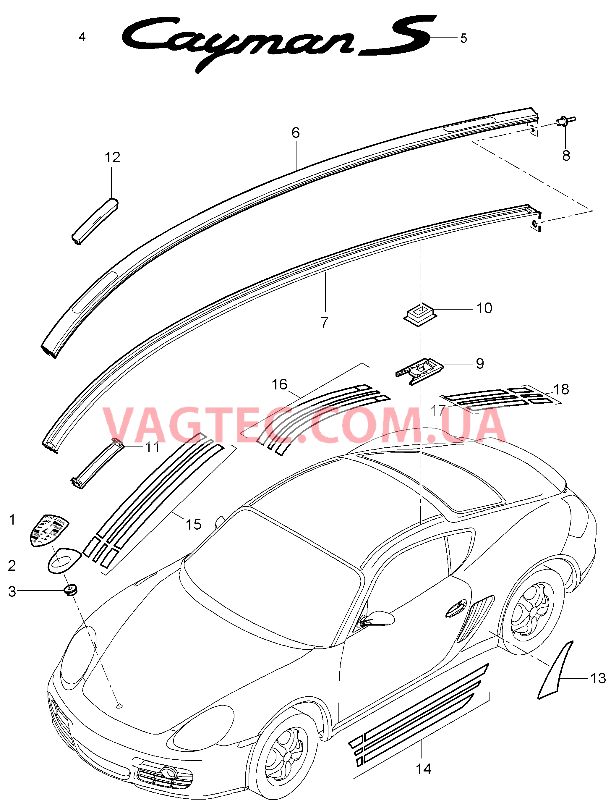 810-000 Надписи, Декоративные обшивки, Пленка защиты от камней для PORSCHE Cayman 2006-2008