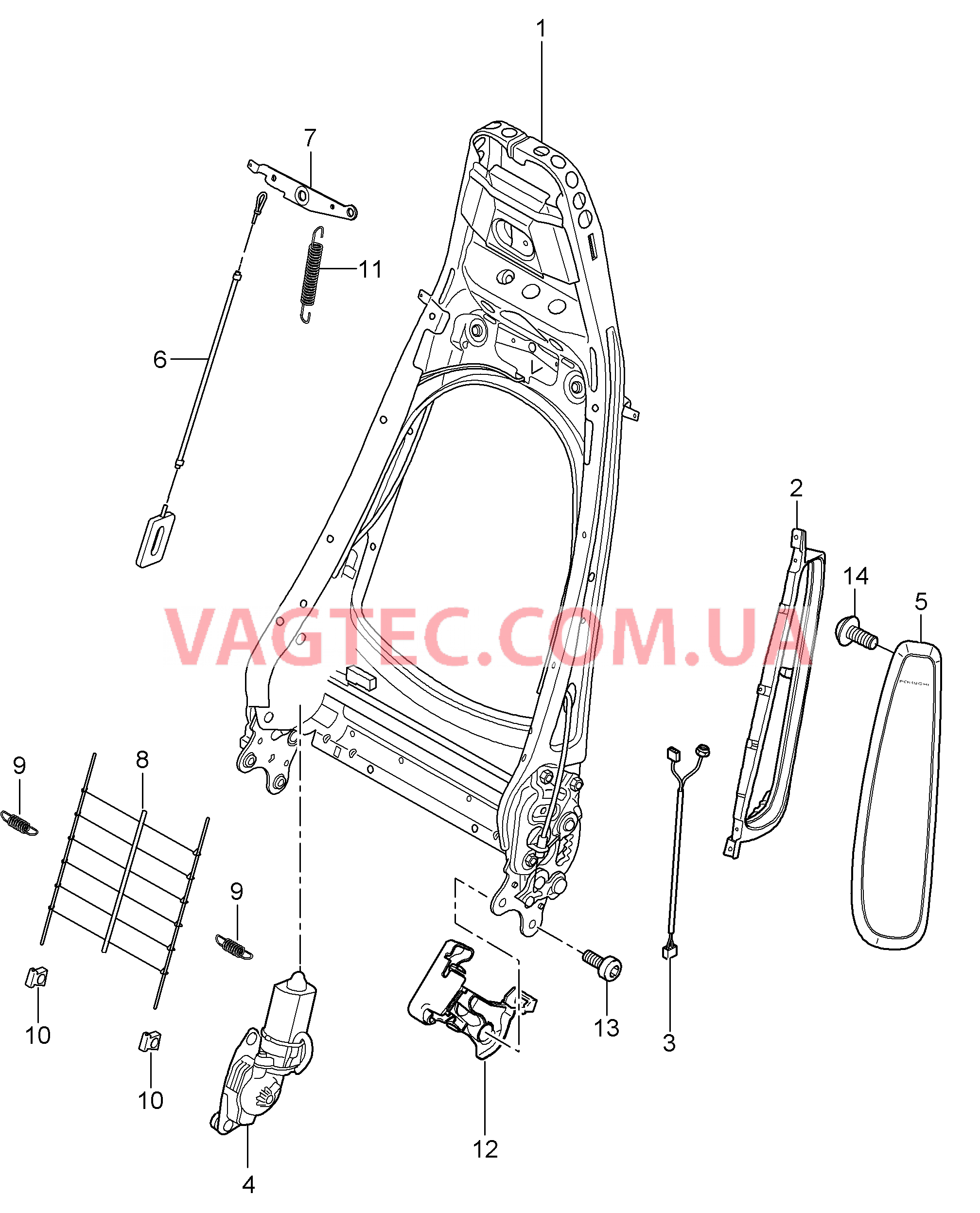 817-006 Каркас спинки, Серийное сиденье, Сиденье KOMFORT
						
						CAYMAN S/, CAYMAN для PORSCHE Cayman 2006-2008USA