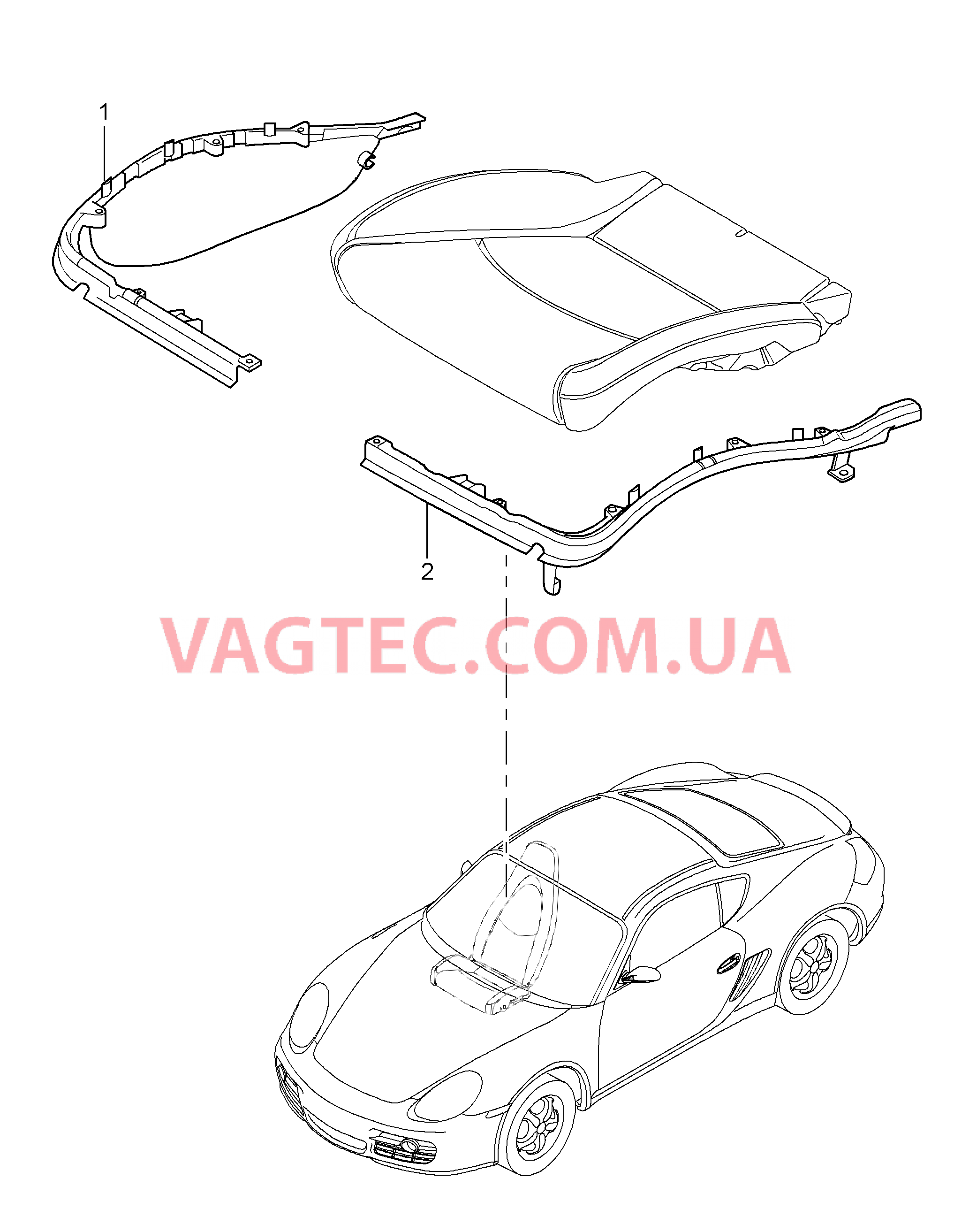 817-009 Держатель обивки, Рама, Опорная поверхность, Серийное сиденье, Сиденье KOMFORT
						
						CAYMAN S/, CAYMAN для PORSCHE Cayman 2006-2008