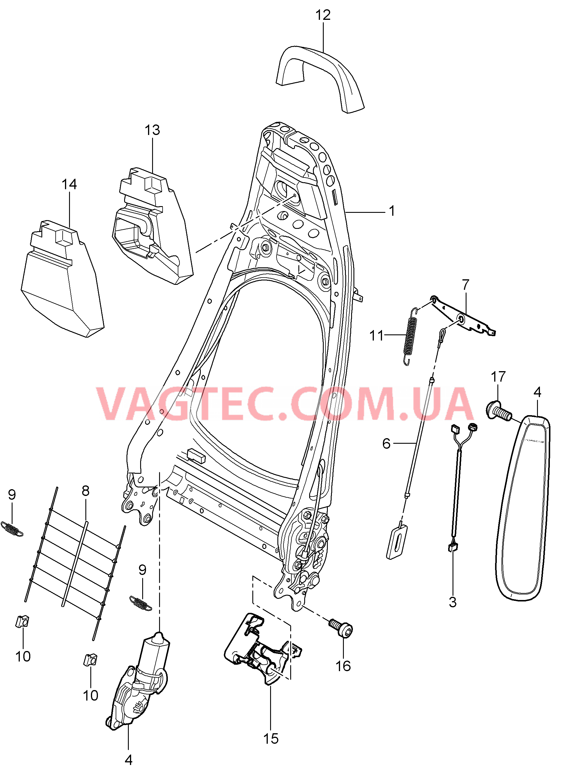 817-021 Каркас спинки, Спортивное сиденье
						
						CAYMAN S/, CAYMAN для PORSCHE Cayman 2006-2008USA