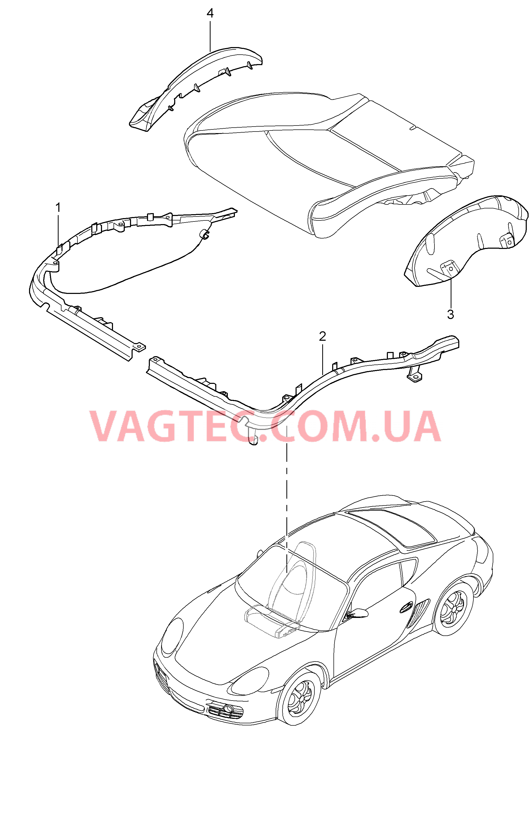 817-024 Держатель обивки, Рама, Опорная поверхность, Спортивное сиденье
						
						CAYMAN S/, CAYMAN для PORSCHE Cayman 2006-2008USA