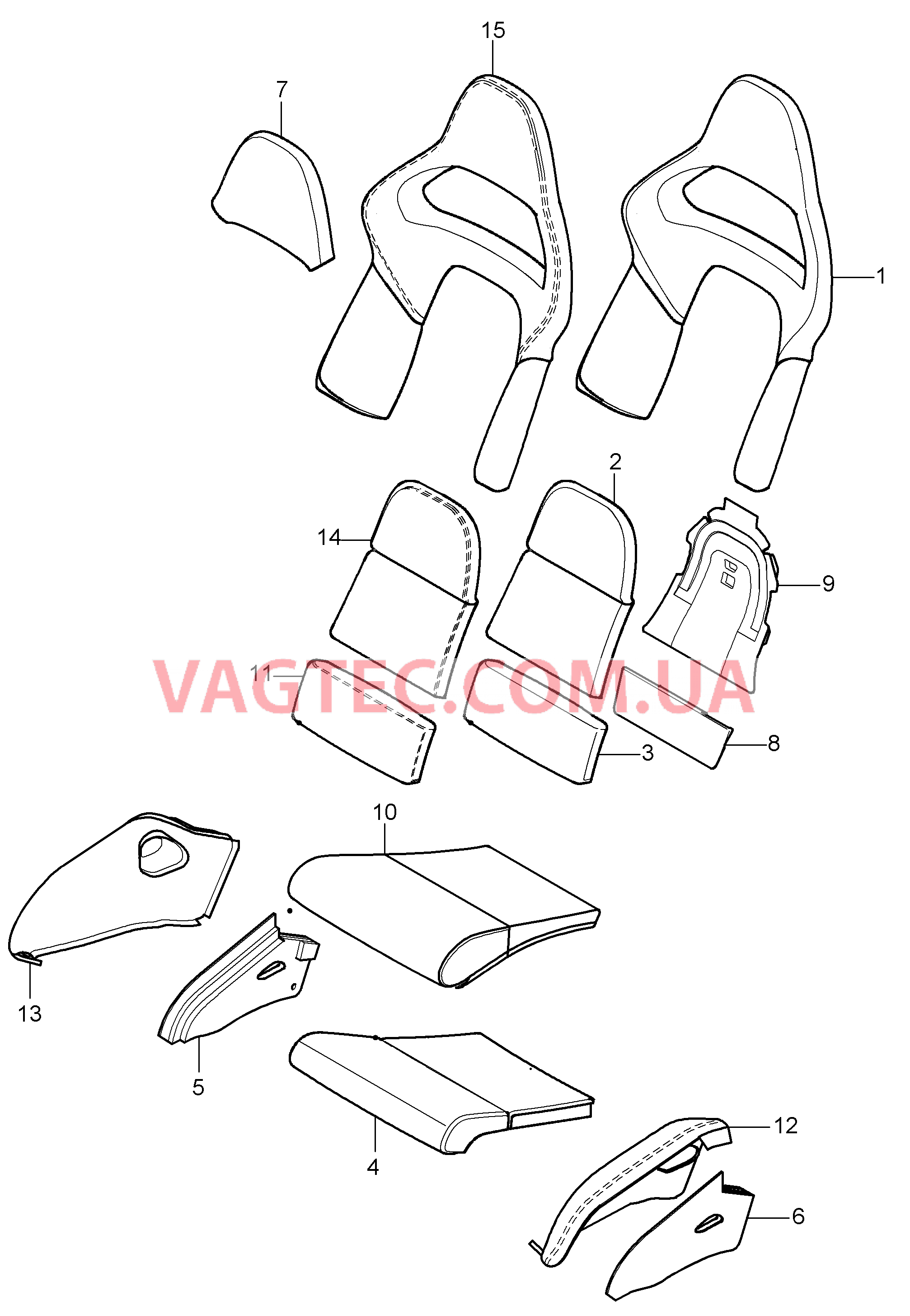 817-032 Пенопласт.комп., Покрытие, подушка и спинка, Ковшеобразное сиденье, складной для PORSCHE Cayman 2006-2008USA