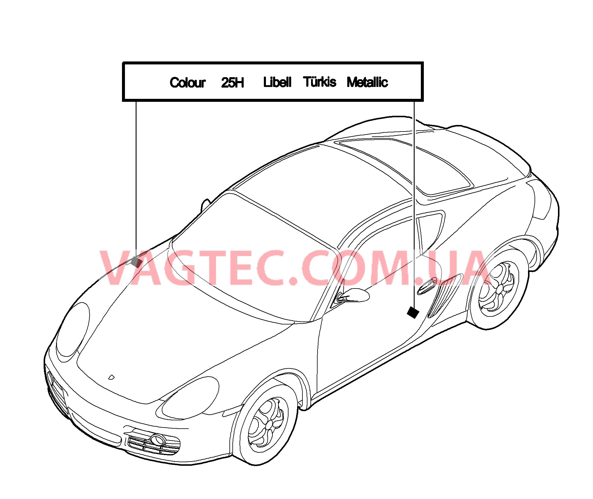 004-000 Лакировочный карандаш, Лакокрасочные покрытия для PORSCHE Cayman 2006-2008USA