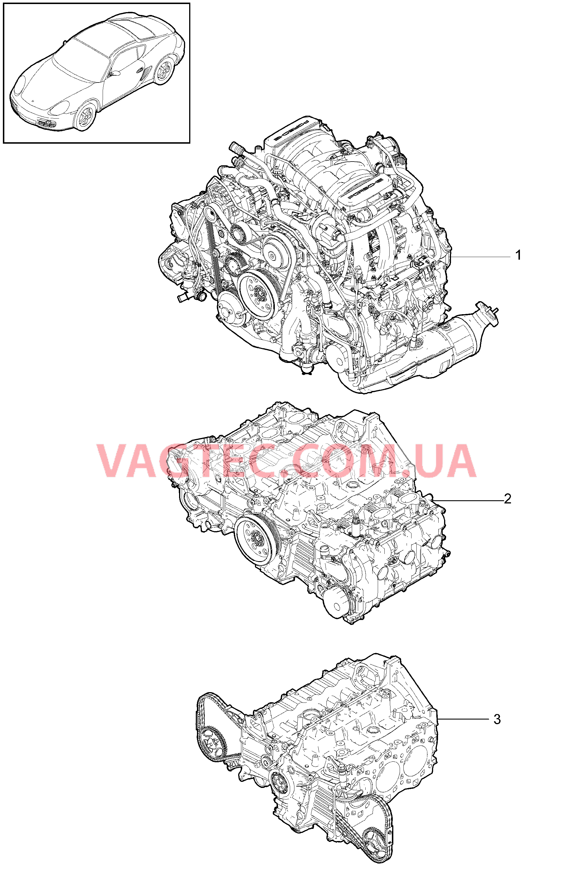 101-000 Запасной двигатель для PORSCHE Cayman 2009-2012USA