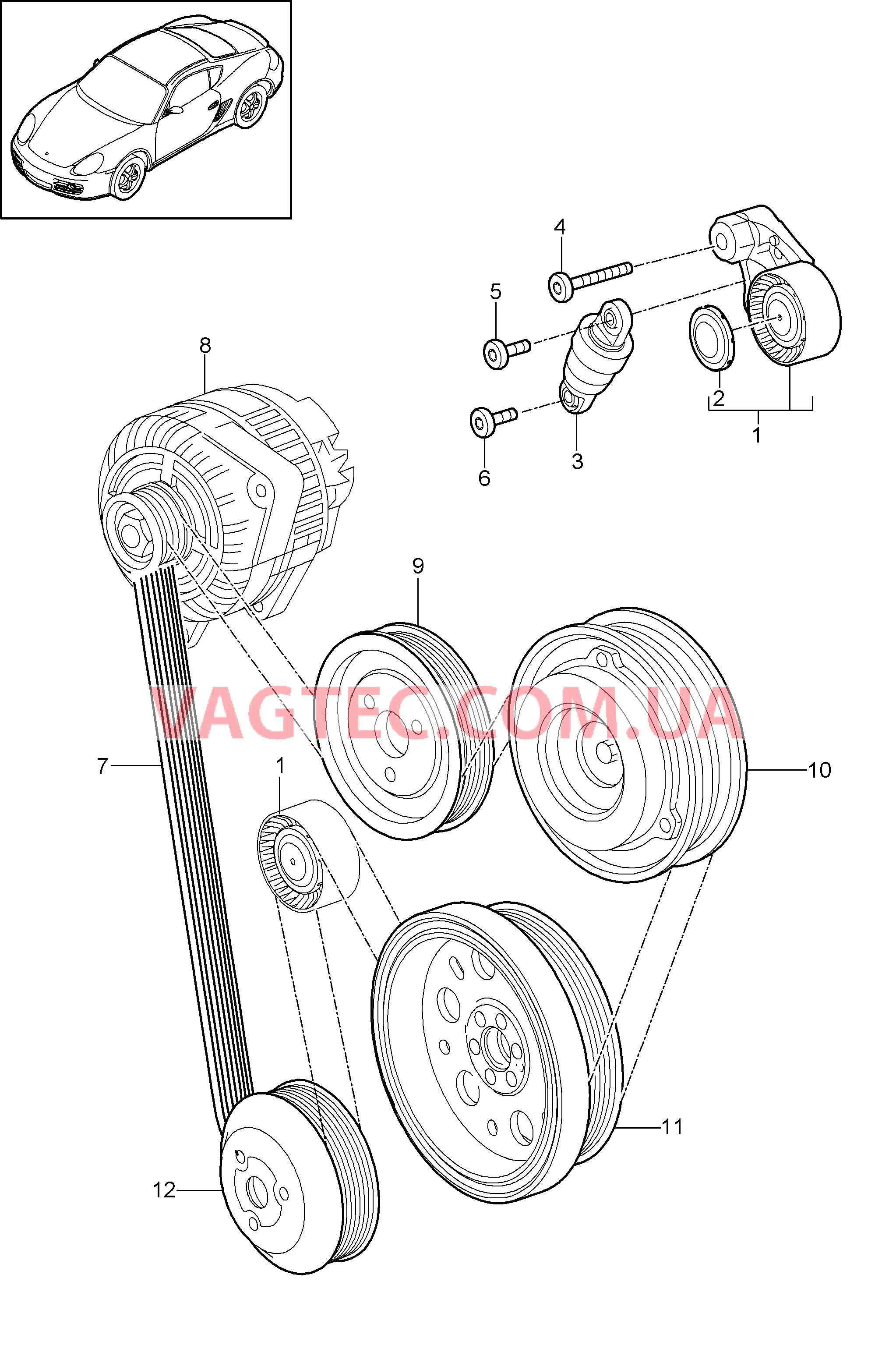 101-010 Натяжитель ремня, Поликлиновой ремень
						
						MA1.20, MA1.21 для PORSCHE Cayman 2009-2012