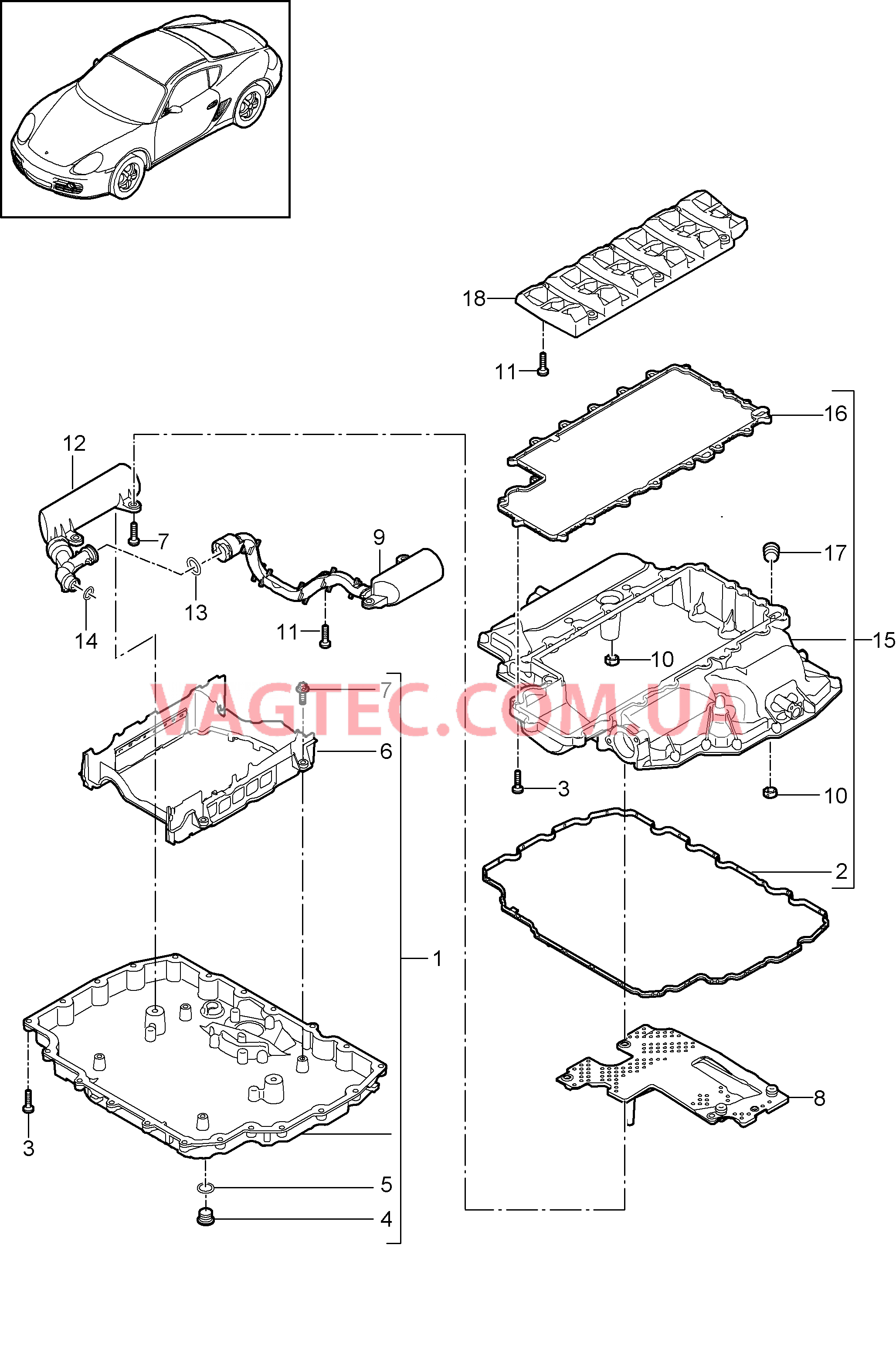 104-002 Масляный поддон для PORSCHE Cayman 2009-2012