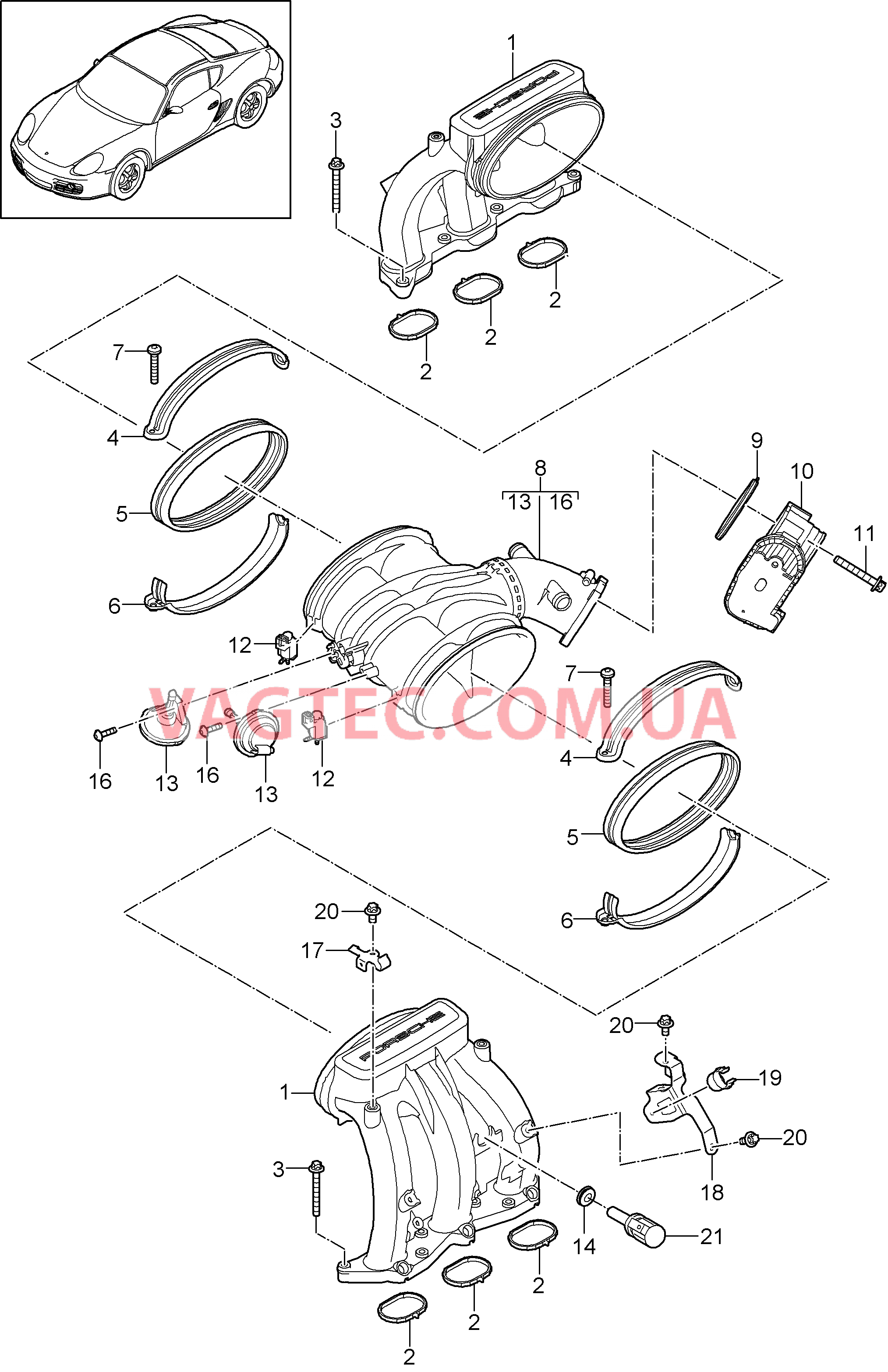 107-010 Впускной коллектор, Патр. дроссел.заслонки
						
						MA1.20, MA1.21 для PORSCHE Cayman 2009-2012USA