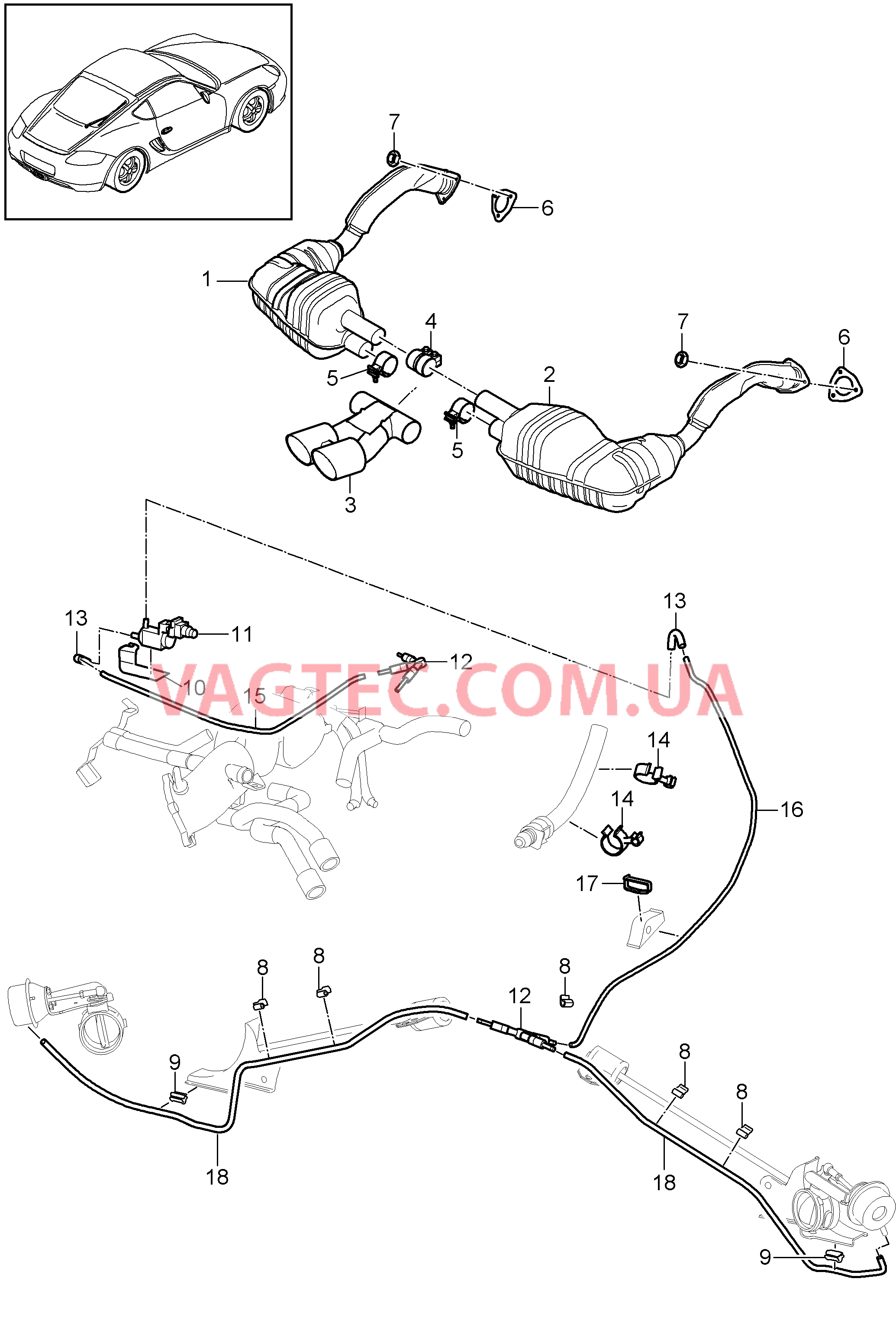 202-005 Выпускная система, Спортивное исполнение
						
						IXLF для PORSCHE Cayman 2009-2012USA