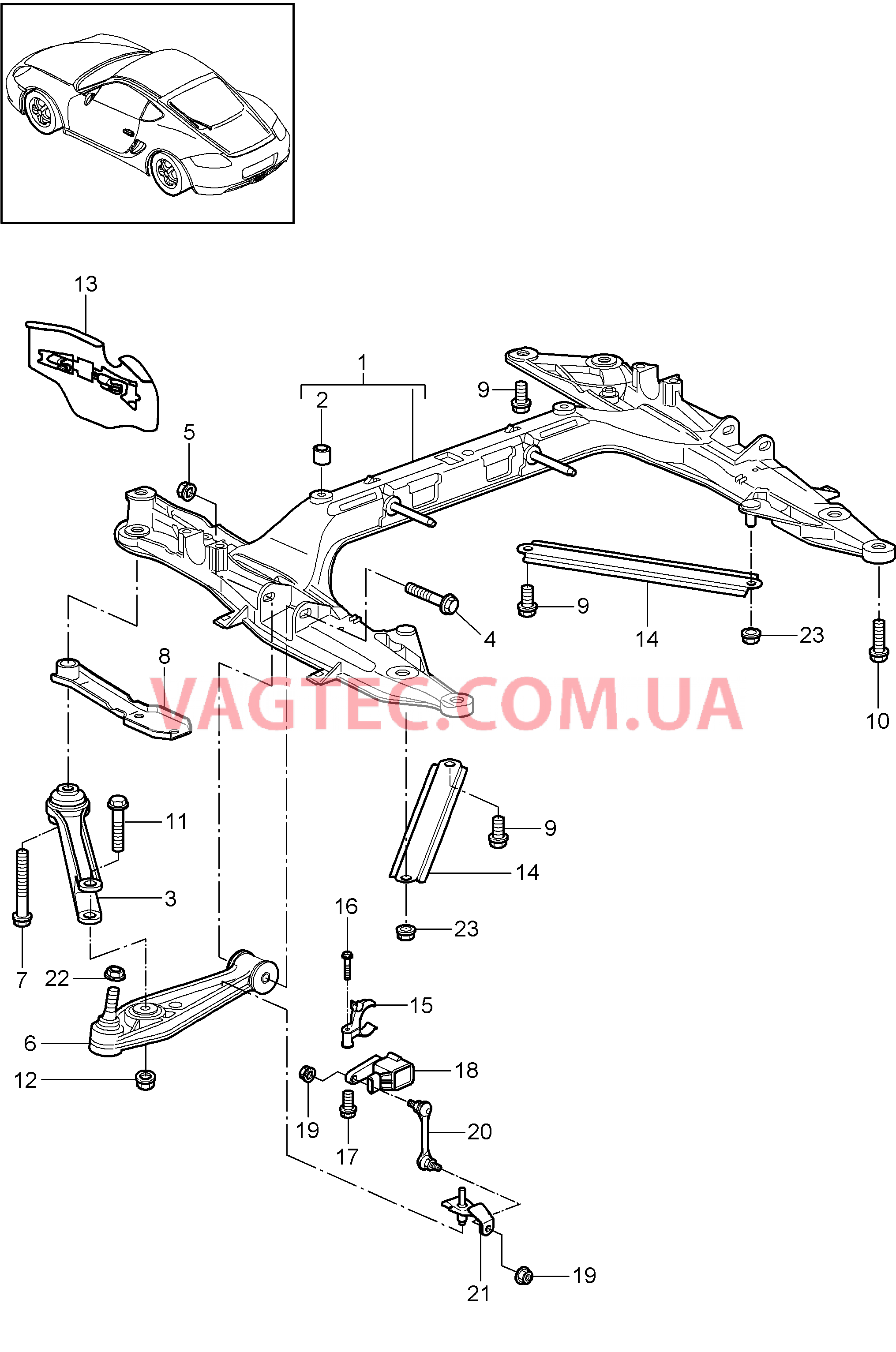 401-000 Поперечина, Поперечный рычаг для PORSCHE Cayman 2009-2012USA