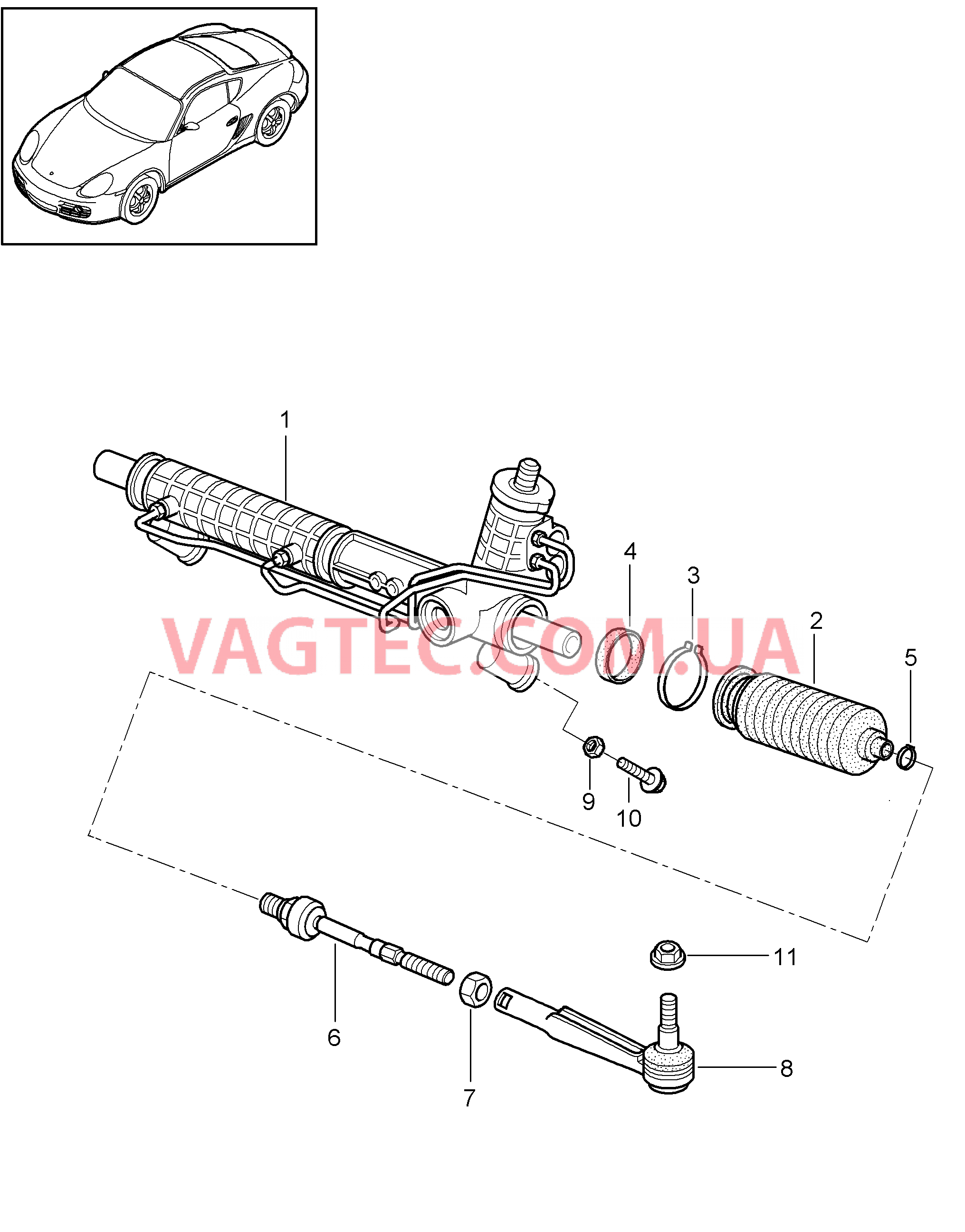 403-000 Рул.управ.с усилителем, Рулевой механизм, Элементы управления для PORSCHE Cayman 2009-2012USA