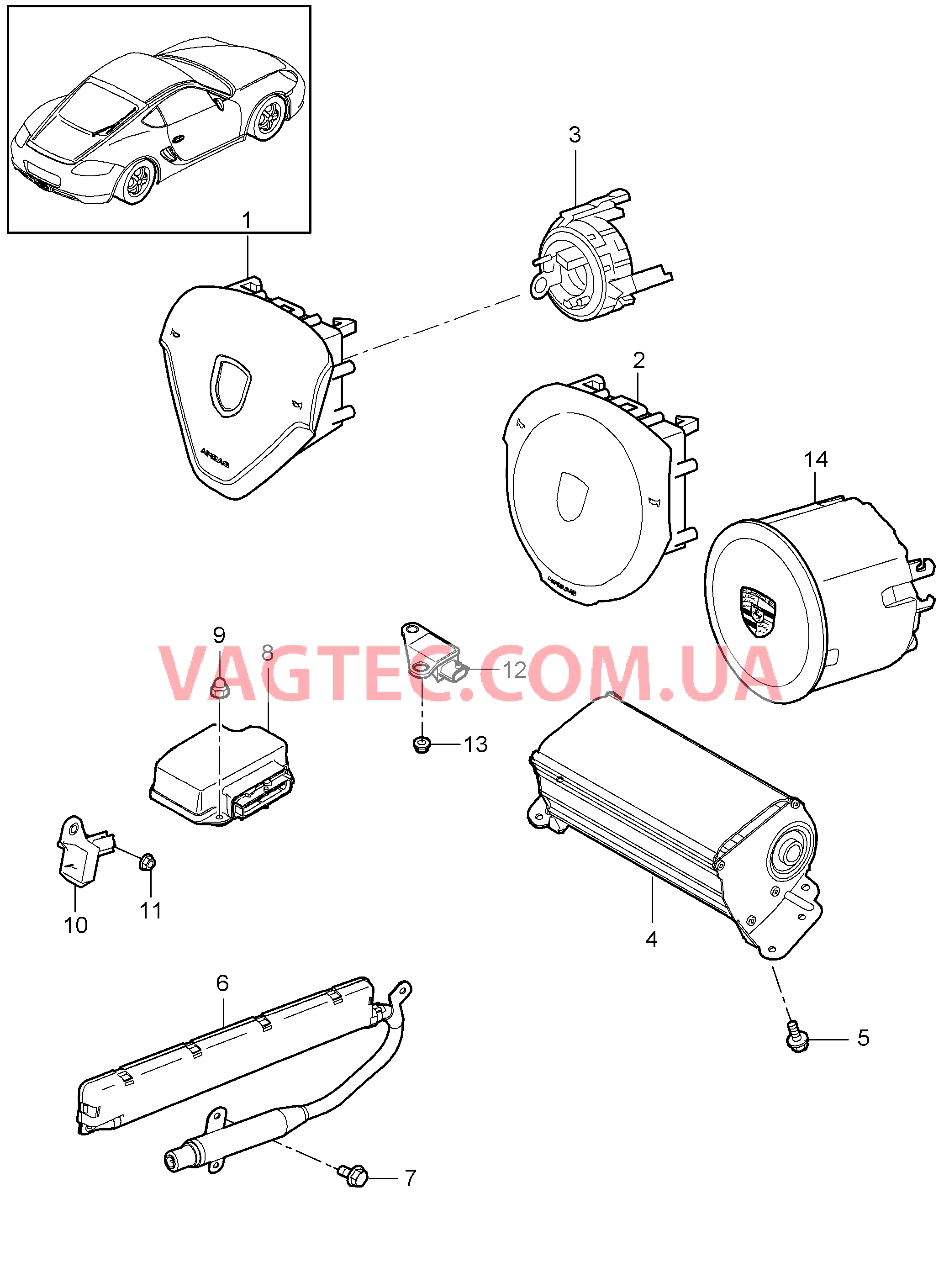 403-006 Подушка безопасности для PORSCHE Cayman 2009-2012