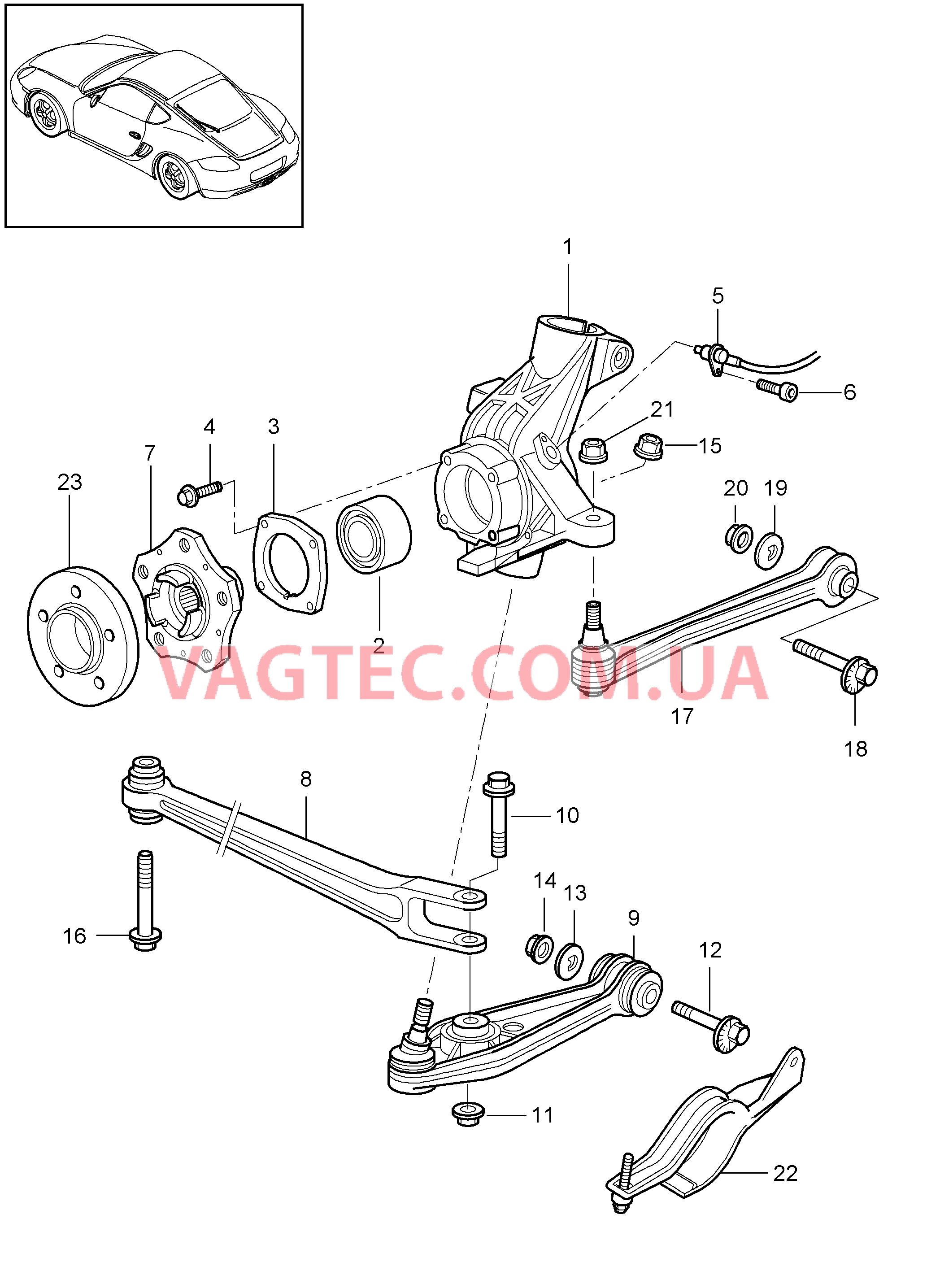 501-000 Задняя ось, Корпус подшипника ступицы, Рычаг, Ступица для PORSCHE Cayman 2009-2012USA