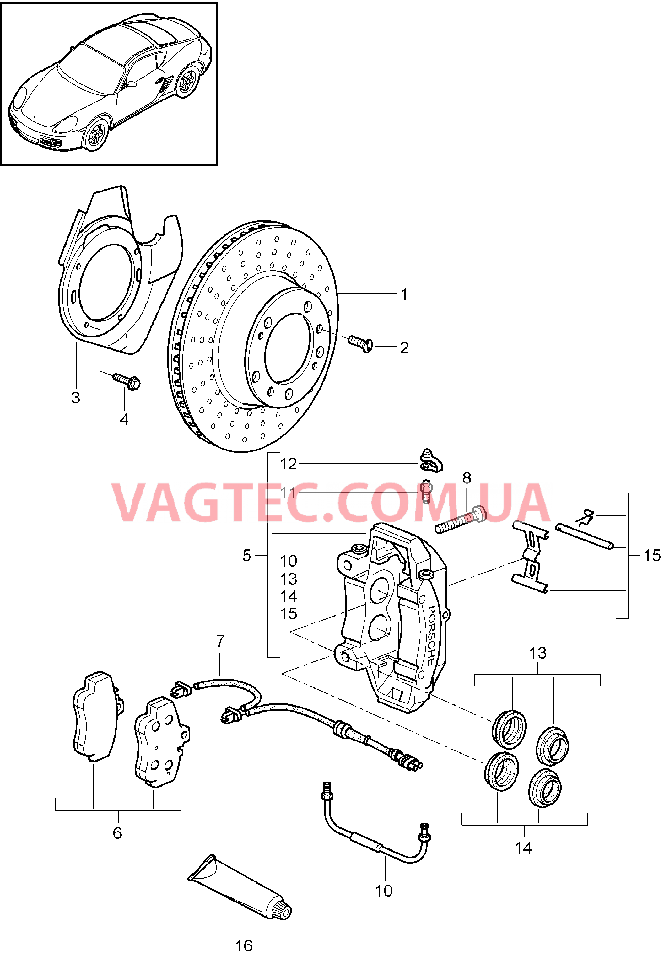 602-000 Дисковой тормоз, Передняя ось для PORSCHE Cayman 2009-2012USA