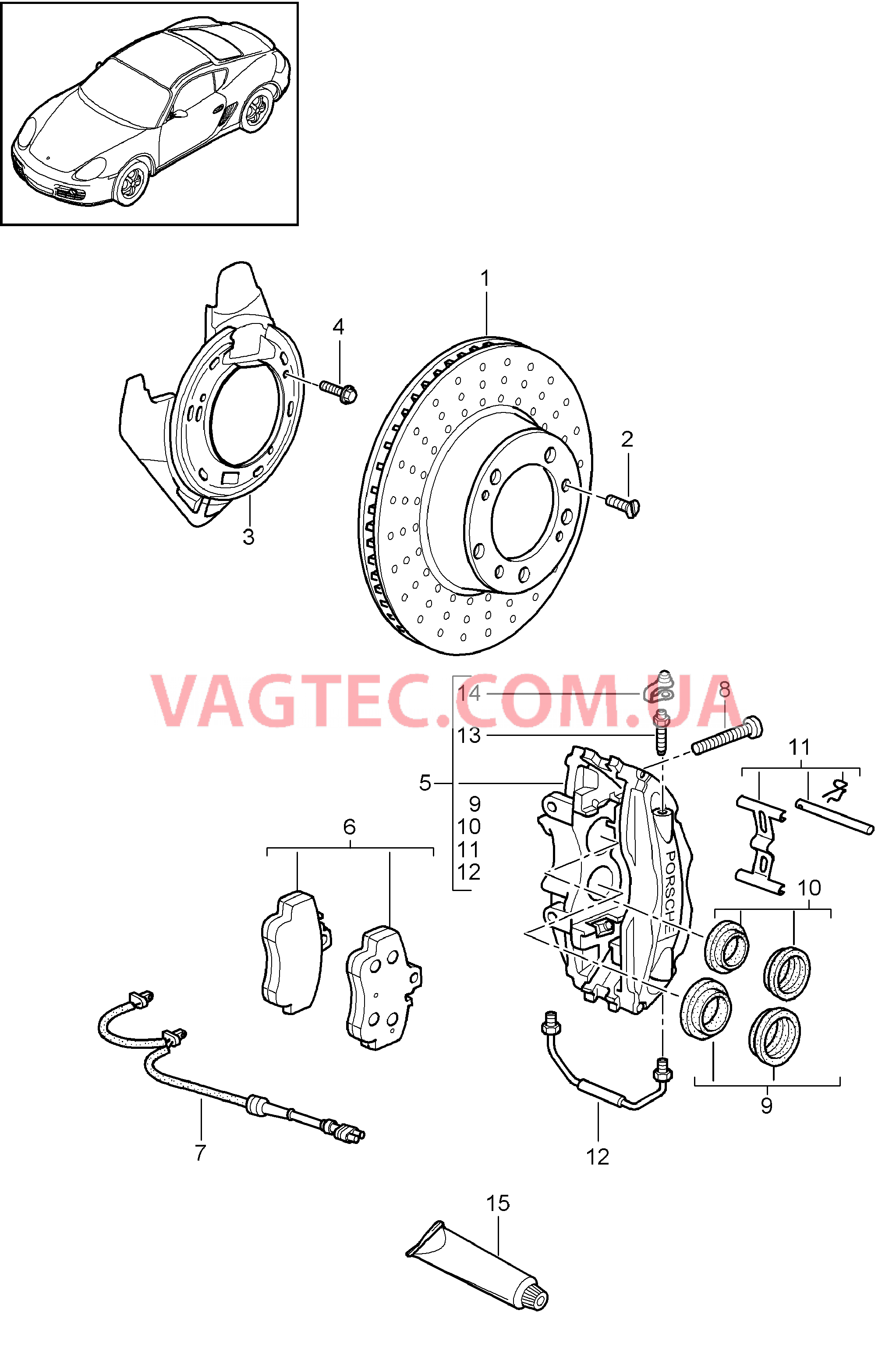 603-000 Дисковой тормоз, Задняя ось для PORSCHE Cayman 2009-2012USA