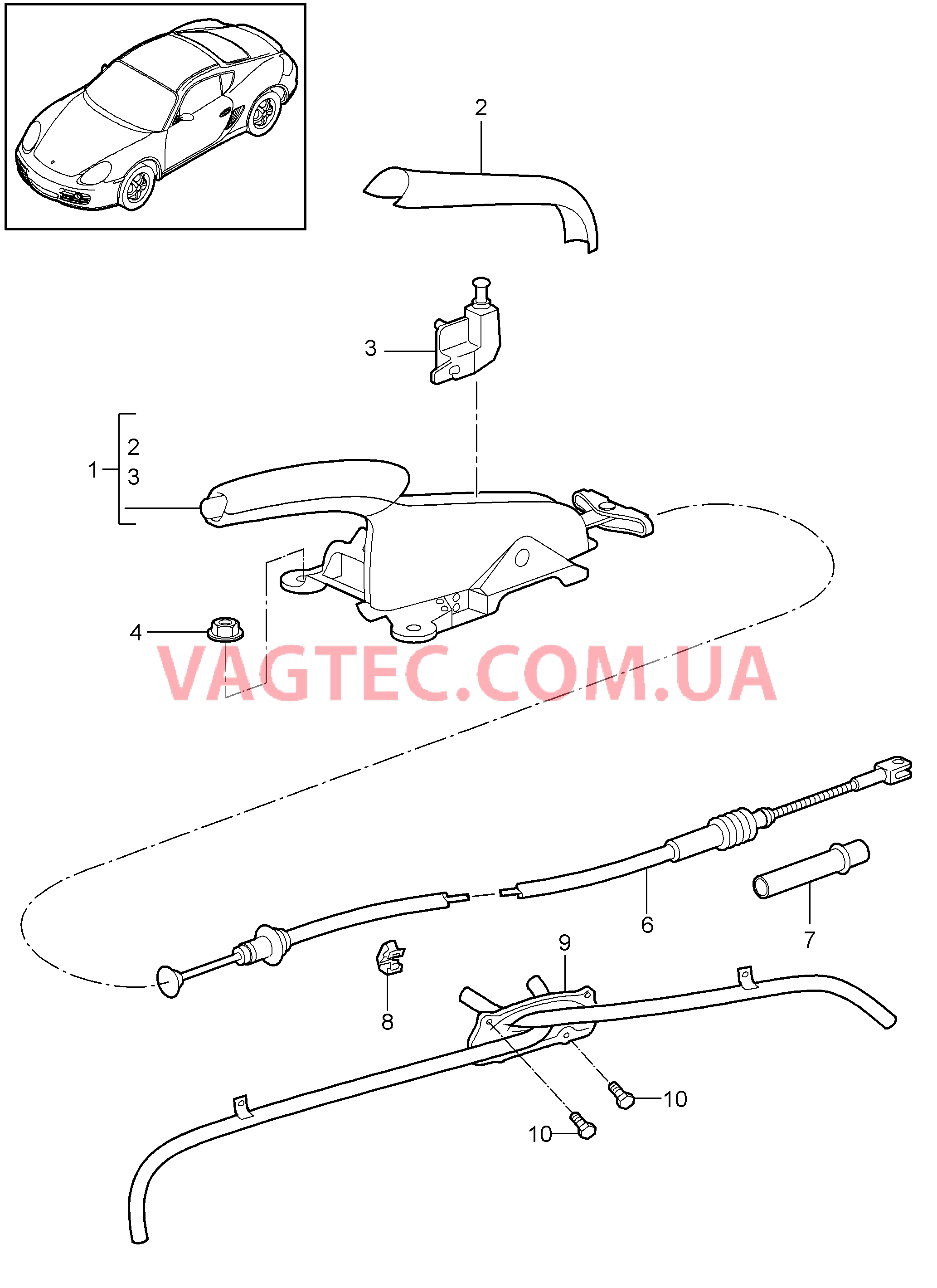 701-005 Ручной тормоз, Задействование для PORSCHE Cayman 2009-2012USA