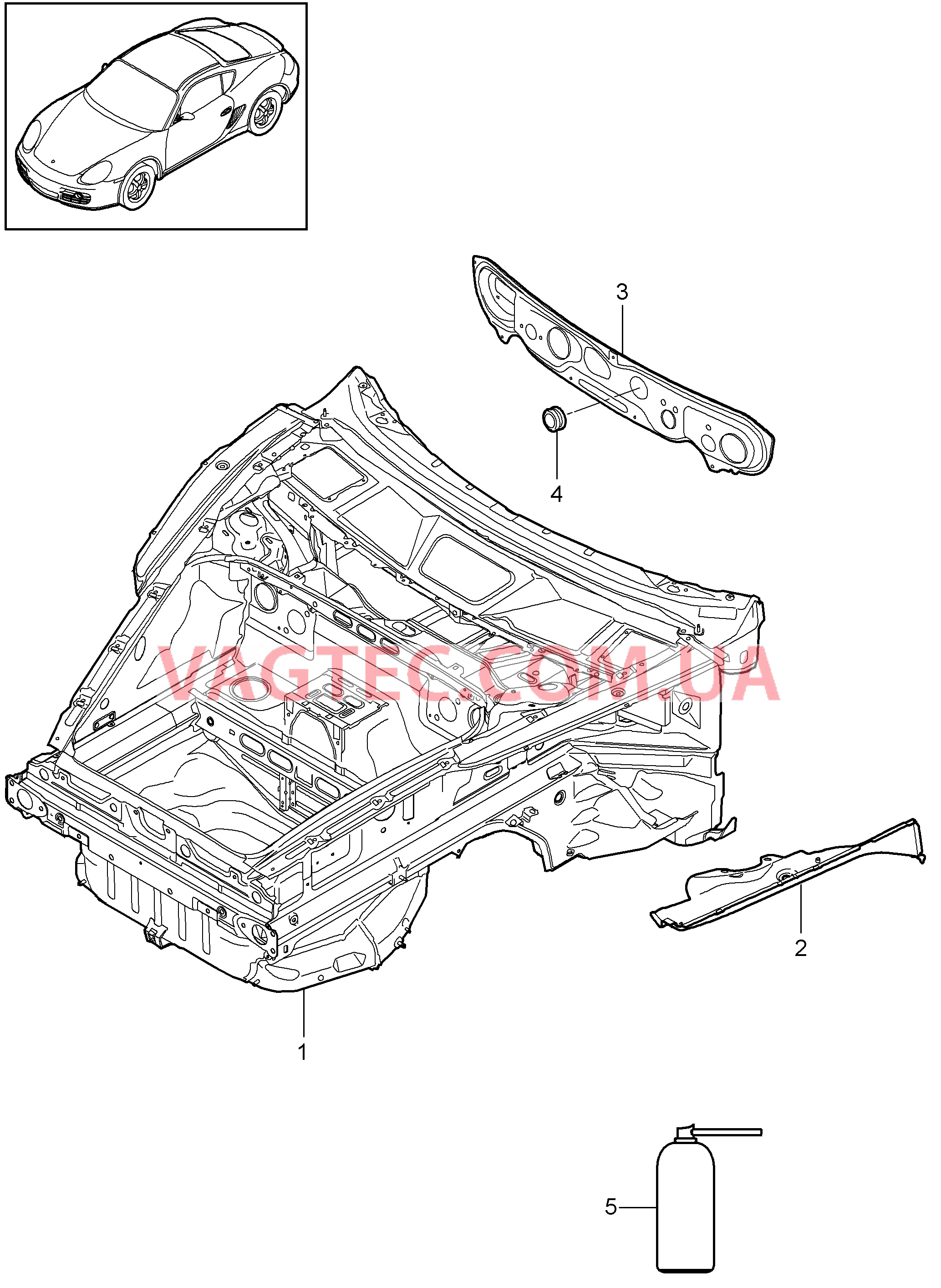 801-005 Передняя часть кузова для PORSCHE Cayman 2009-2012