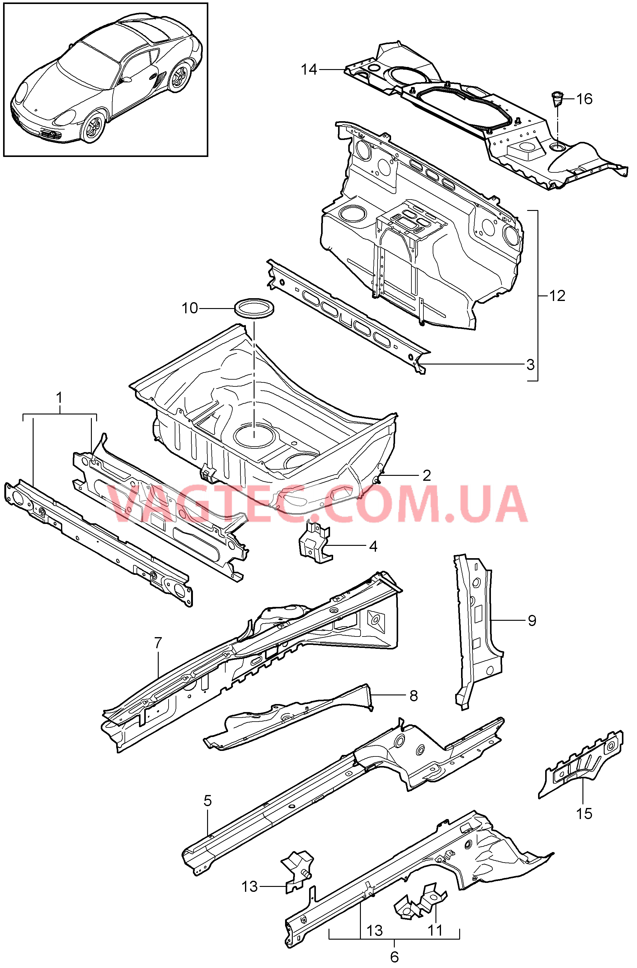 801-010 Передняя часть кузова, Отдельные детали для PORSCHE Cayman 2009-2012