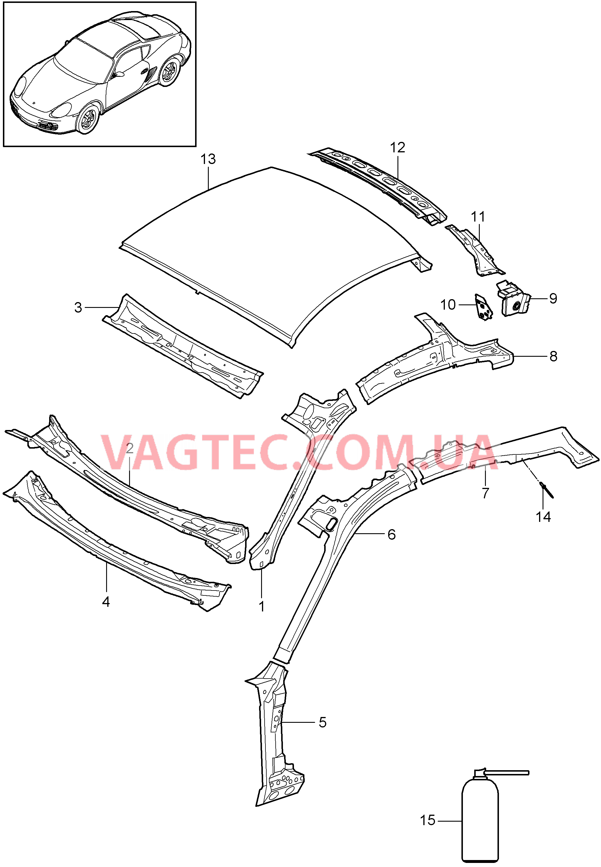 801-045 Крыша, Обтекатель для PORSCHE Cayman 2009-2012