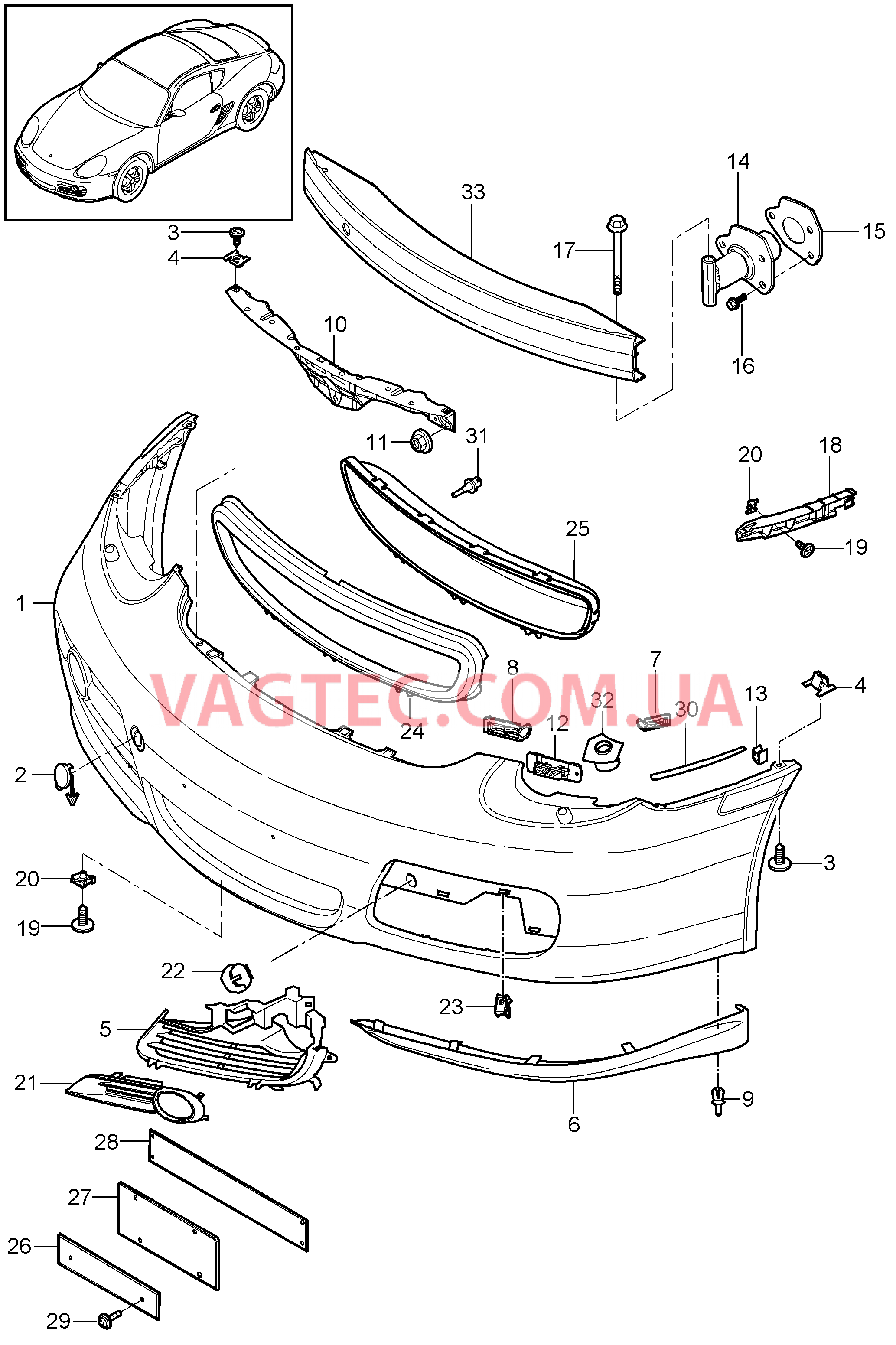 802-000 Бампер, передний для PORSCHE Cayman 2009-2012