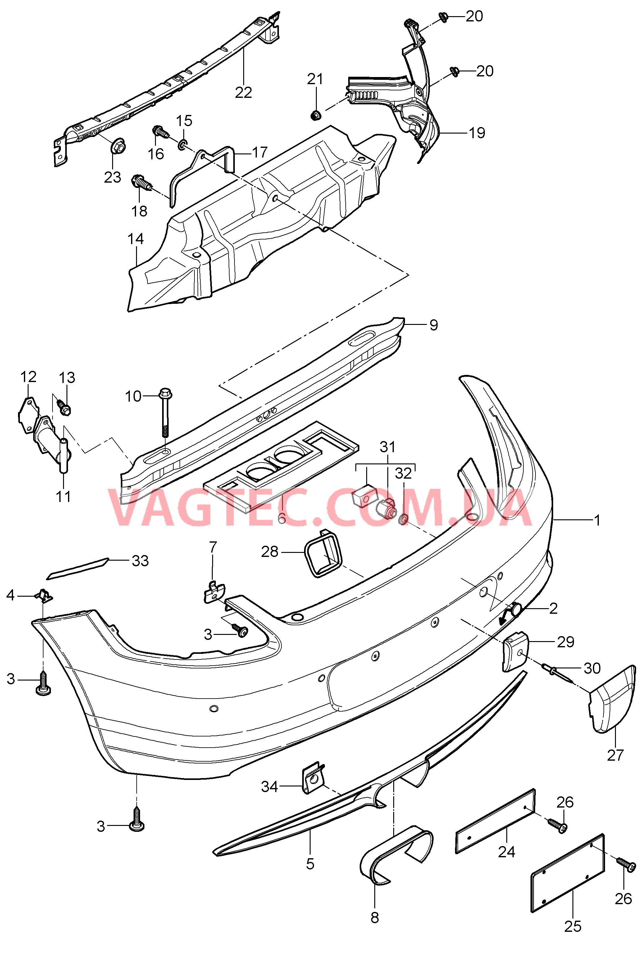 802-005 Бампер, задний для PORSCHE Cayman 2009-2012