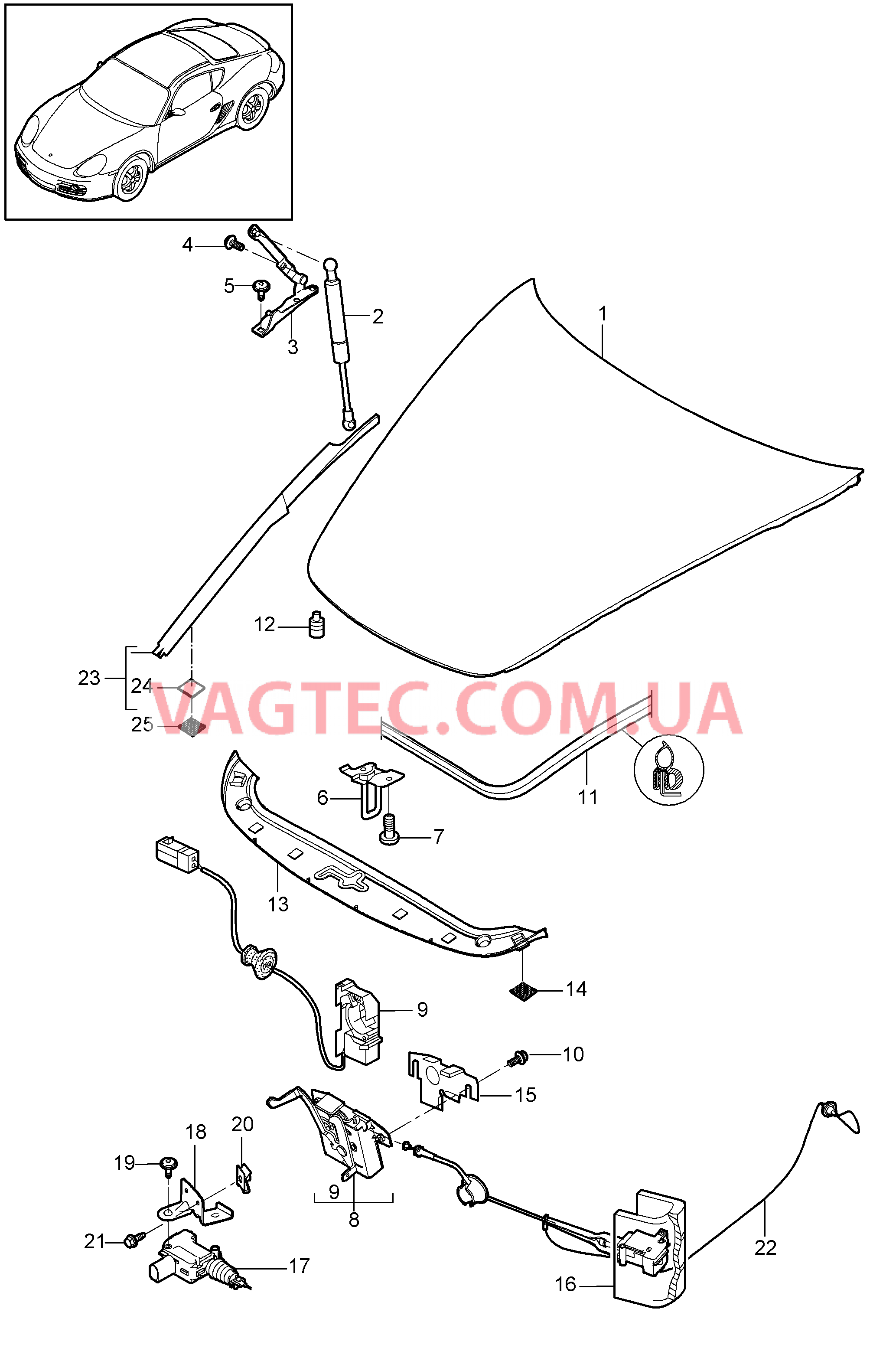 803-000 Крышка, передний для PORSCHE Cayman 2009-2012