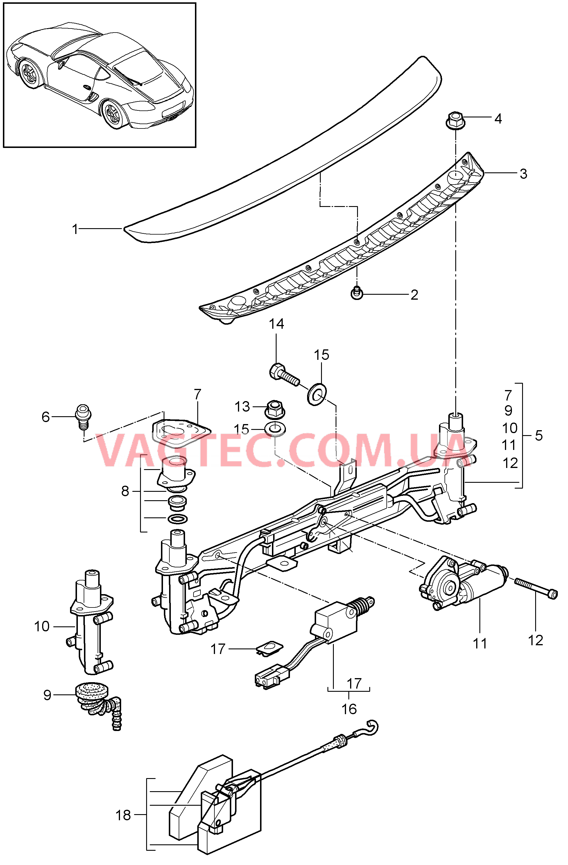 803-007 Задний спойлер для PORSCHE Cayman 2009-2012USA