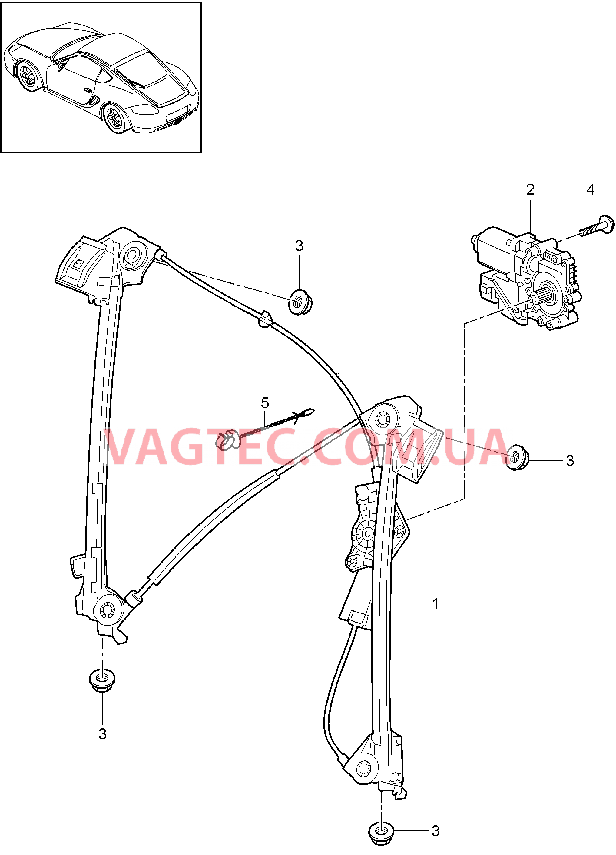 804-030 Стеклоподъемник для PORSCHE Cayman 2009-2012USA