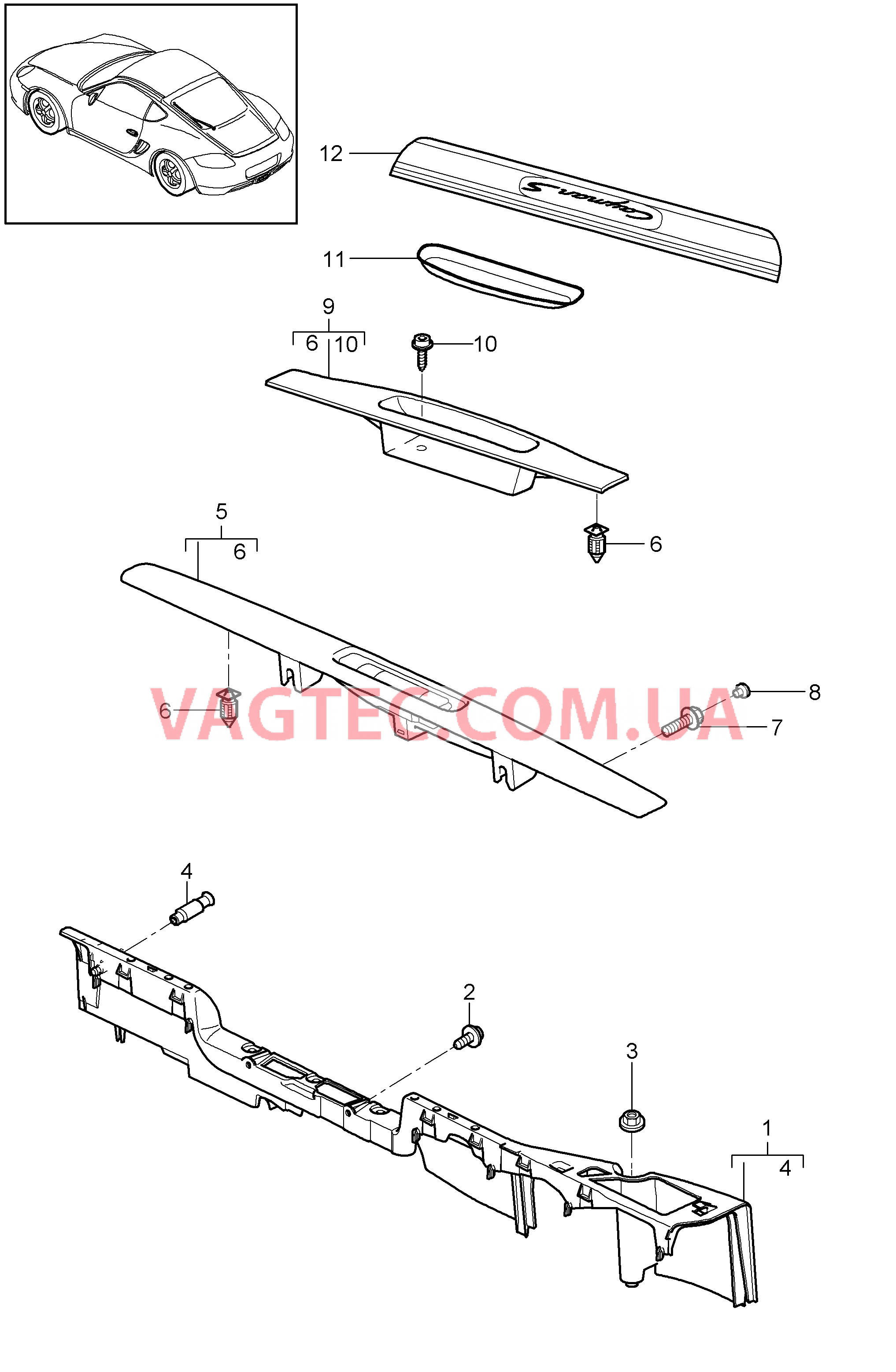 807-003 Обшивка, Порог для PORSCHE Cayman 2009-2012USA