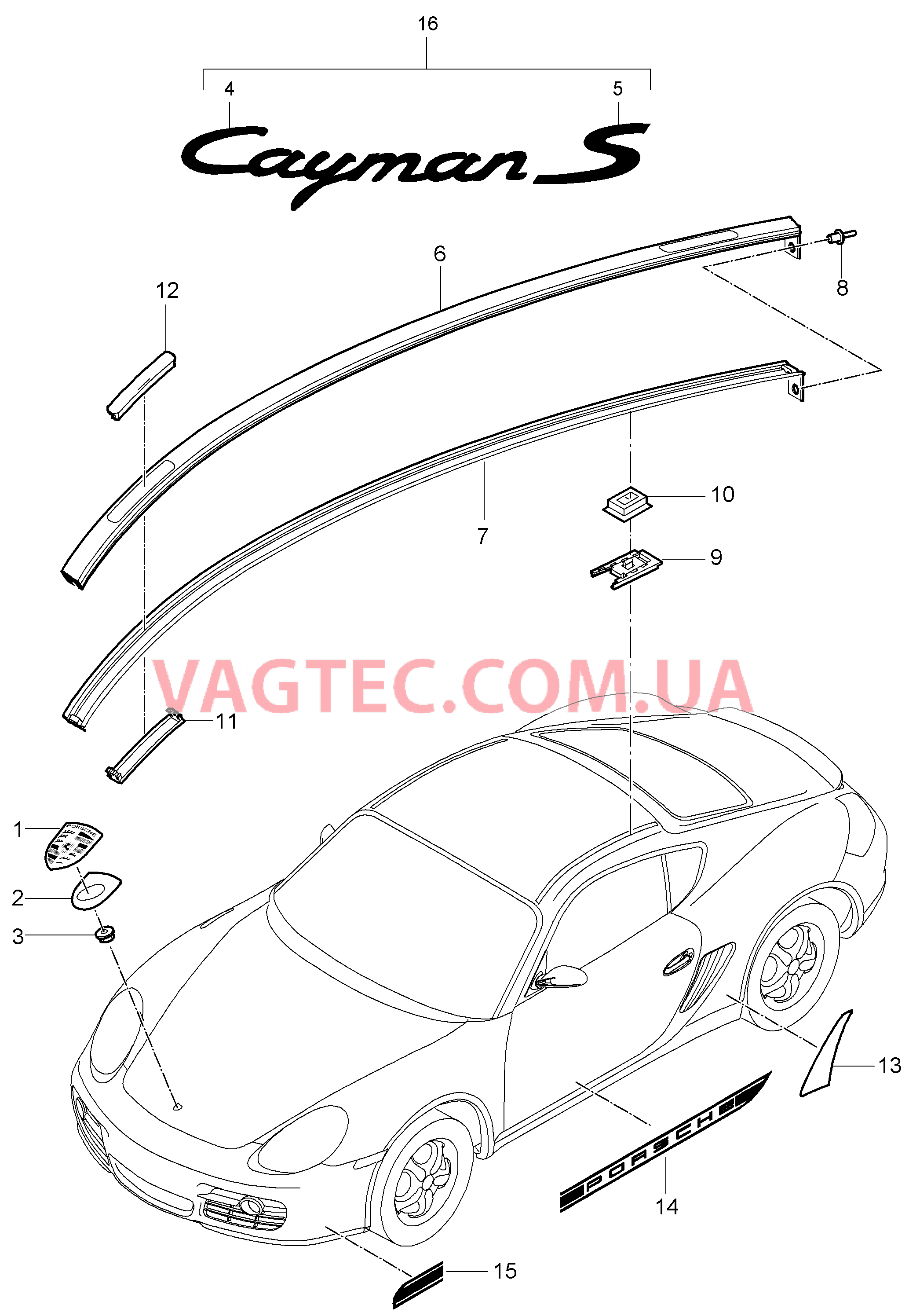 810-000 Надписи, Декоративные обшивки, Пленка защиты от камней для PORSCHE Cayman 2009-2012USA