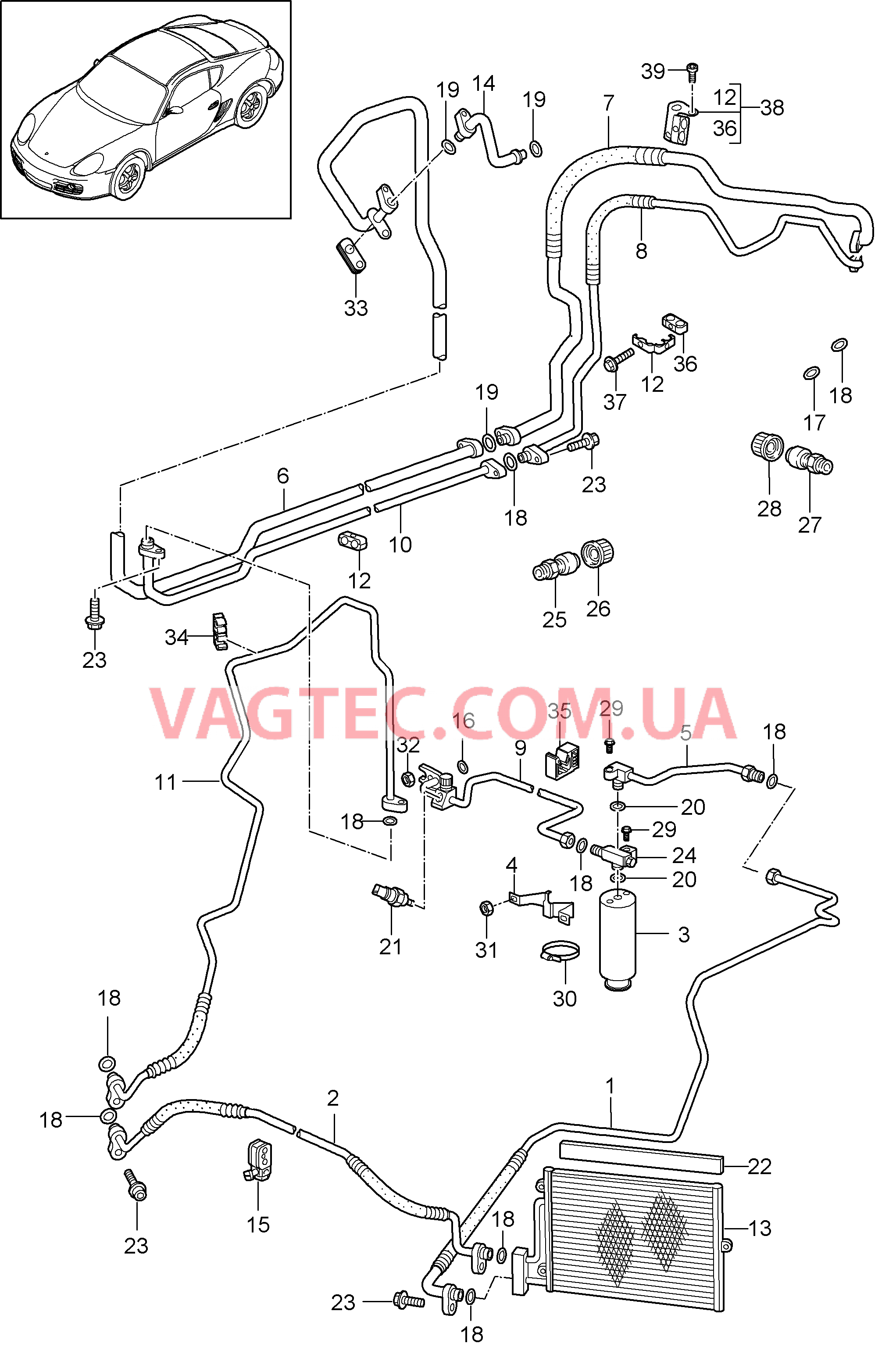 813-025 Циркуляция охлаждающей жидкости для PORSCHE Cayman 2009-2012