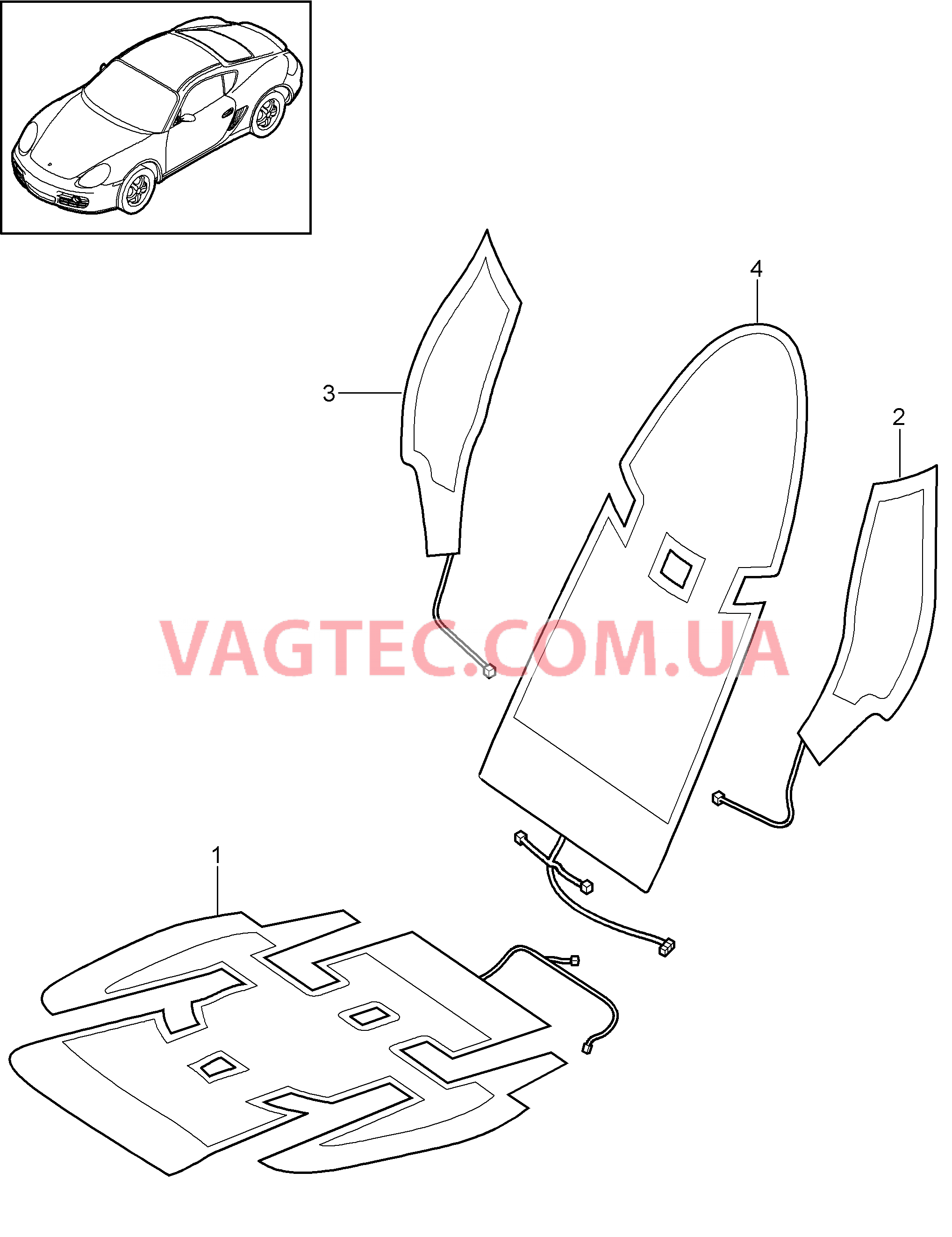 817-018 Обогрев, Переднее сиденье для PORSCHE Cayman 2009-2012