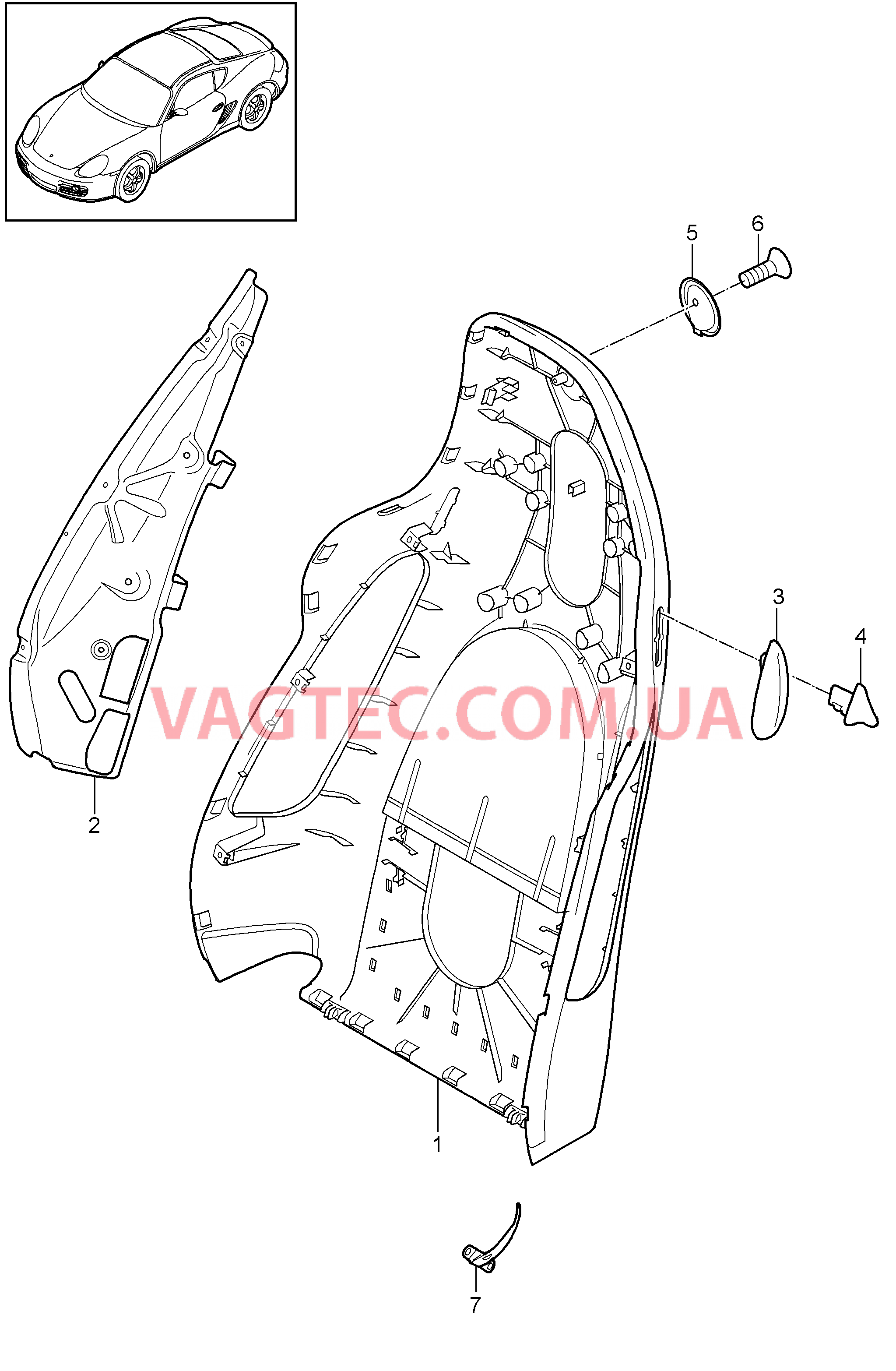 817-019 Каркас спинки, Спортивное сиденье для PORSCHE Cayman 2009-2012