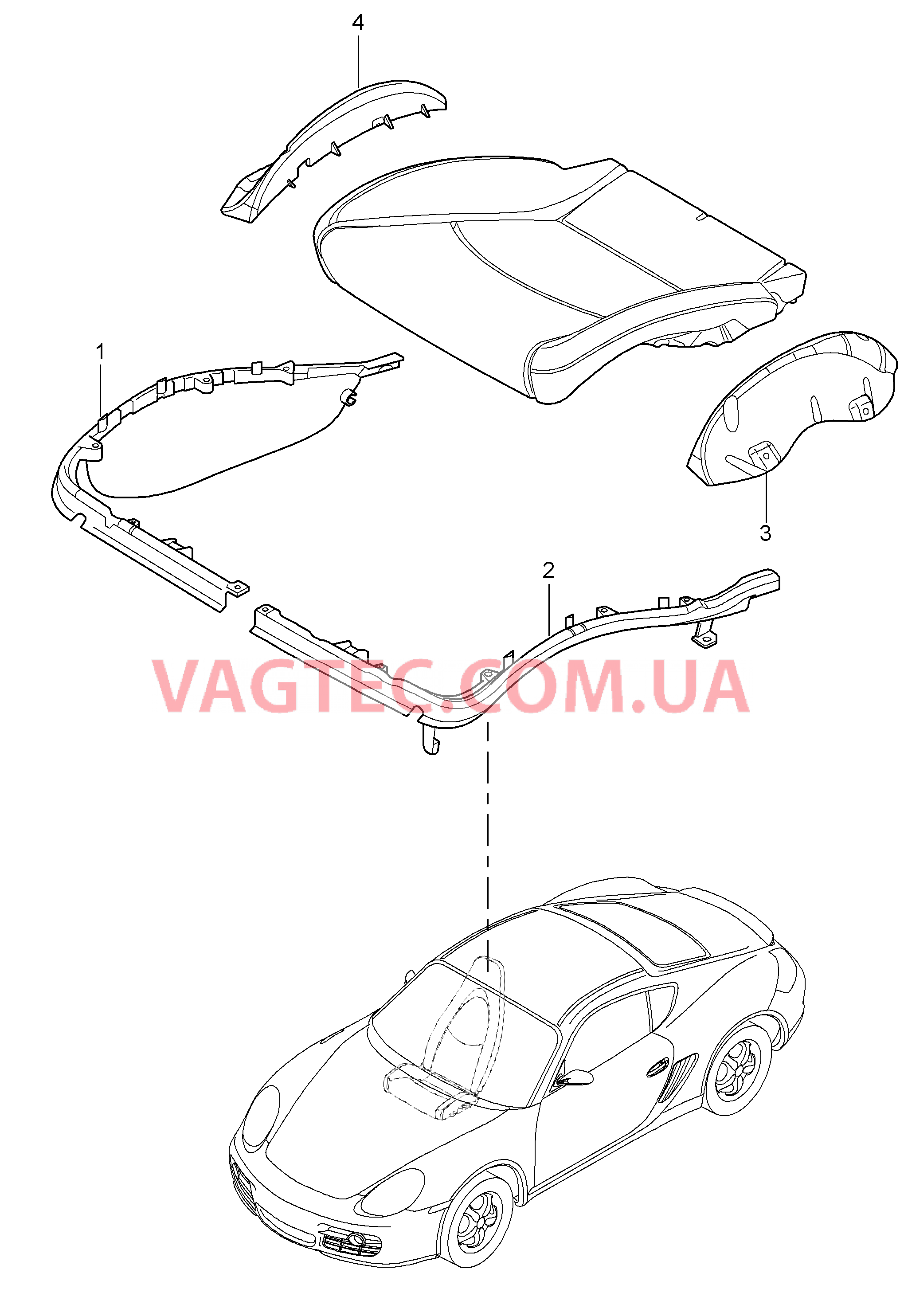 817-024 Держатель обивки, Рама, Опорная поверхность, Спортивное сиденье для PORSCHE Cayman 2009-2012