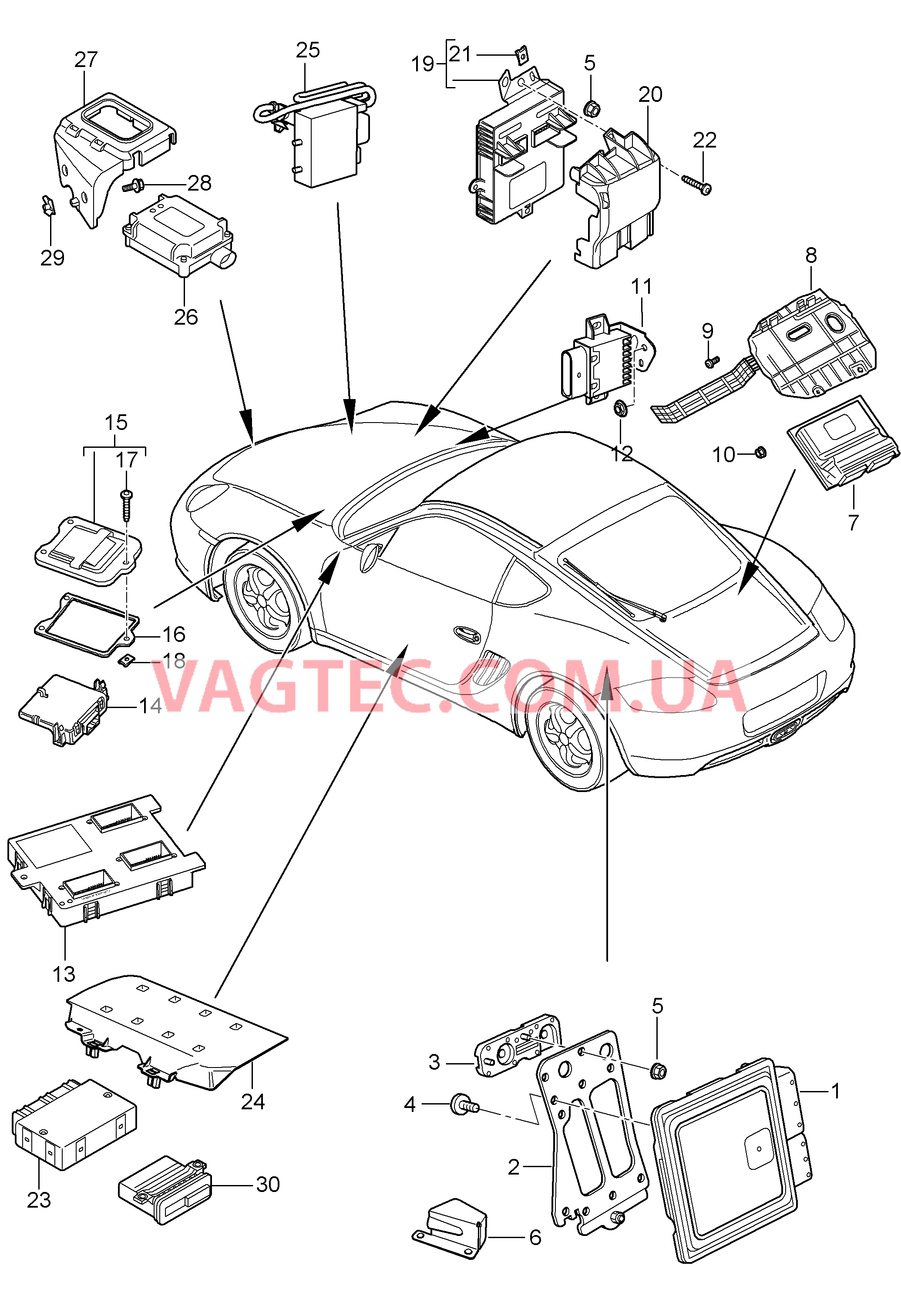 901-003 Блоки управления для PORSCHE Cayman 2009-2012USA