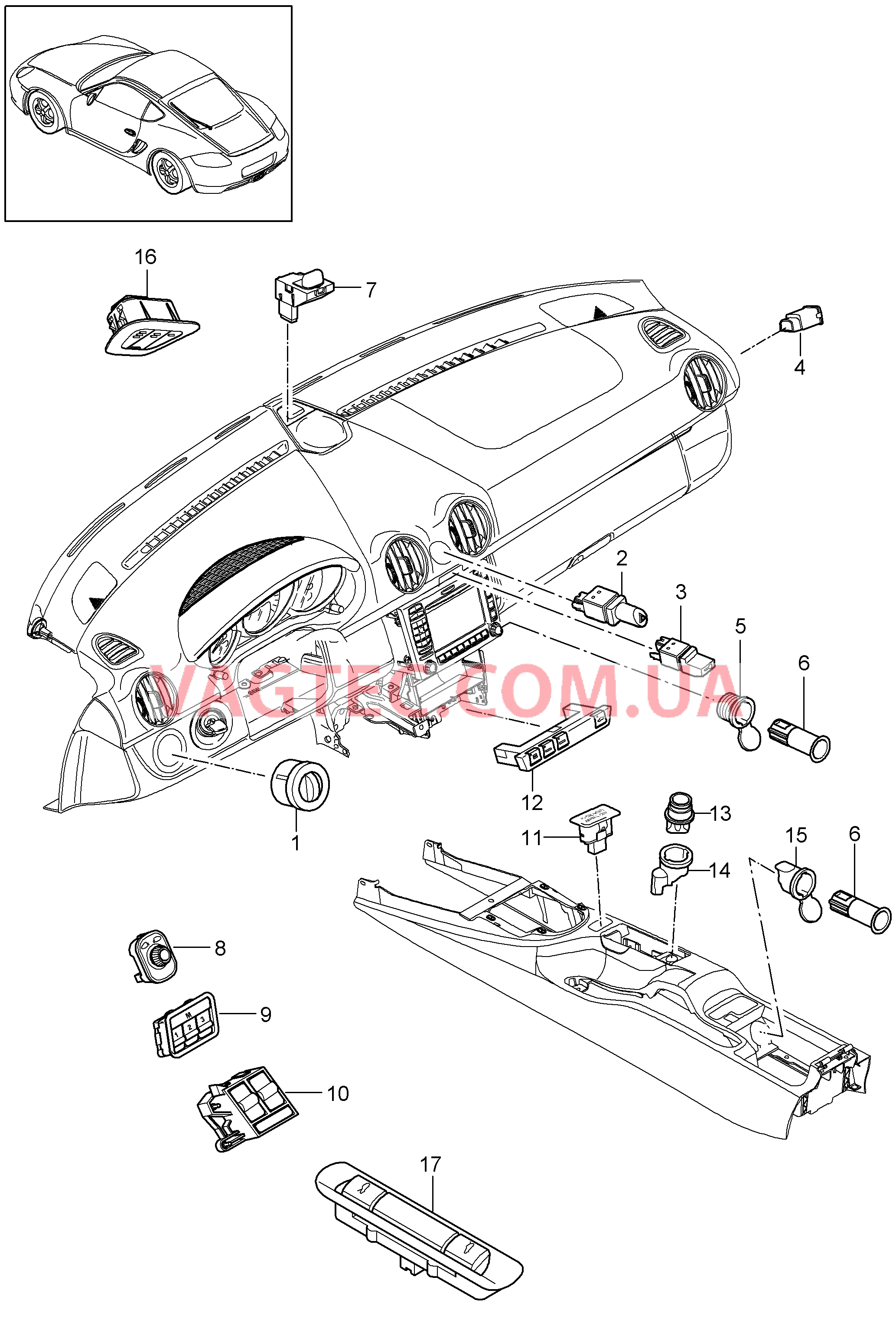 903-005 Выключатель для PORSCHE Cayman 2009-2012USA