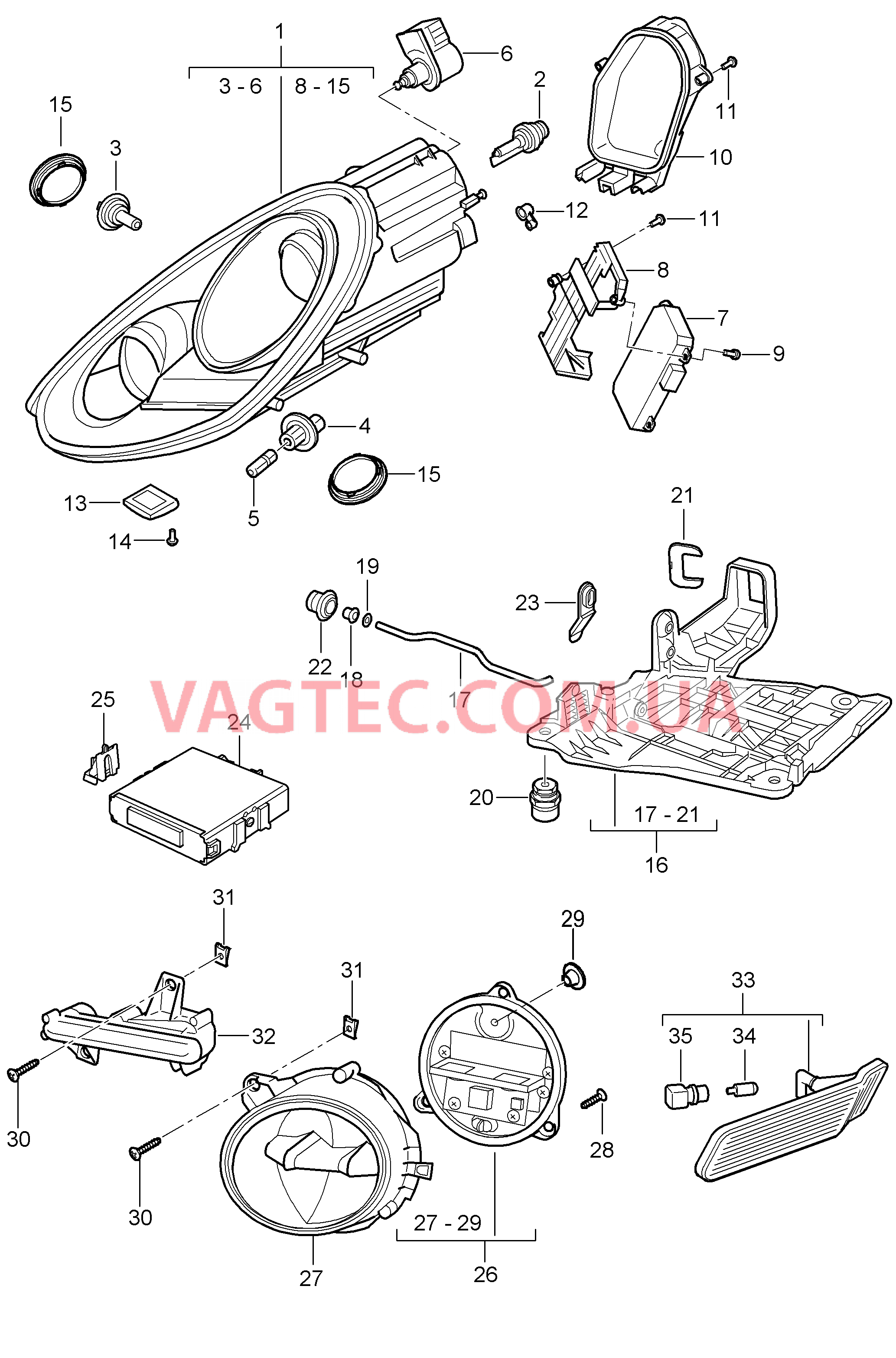 905-001 Фара, Дополнительная фара, Указатель поворота
						
						I603 для PORSCHE Cayman 2009-2012