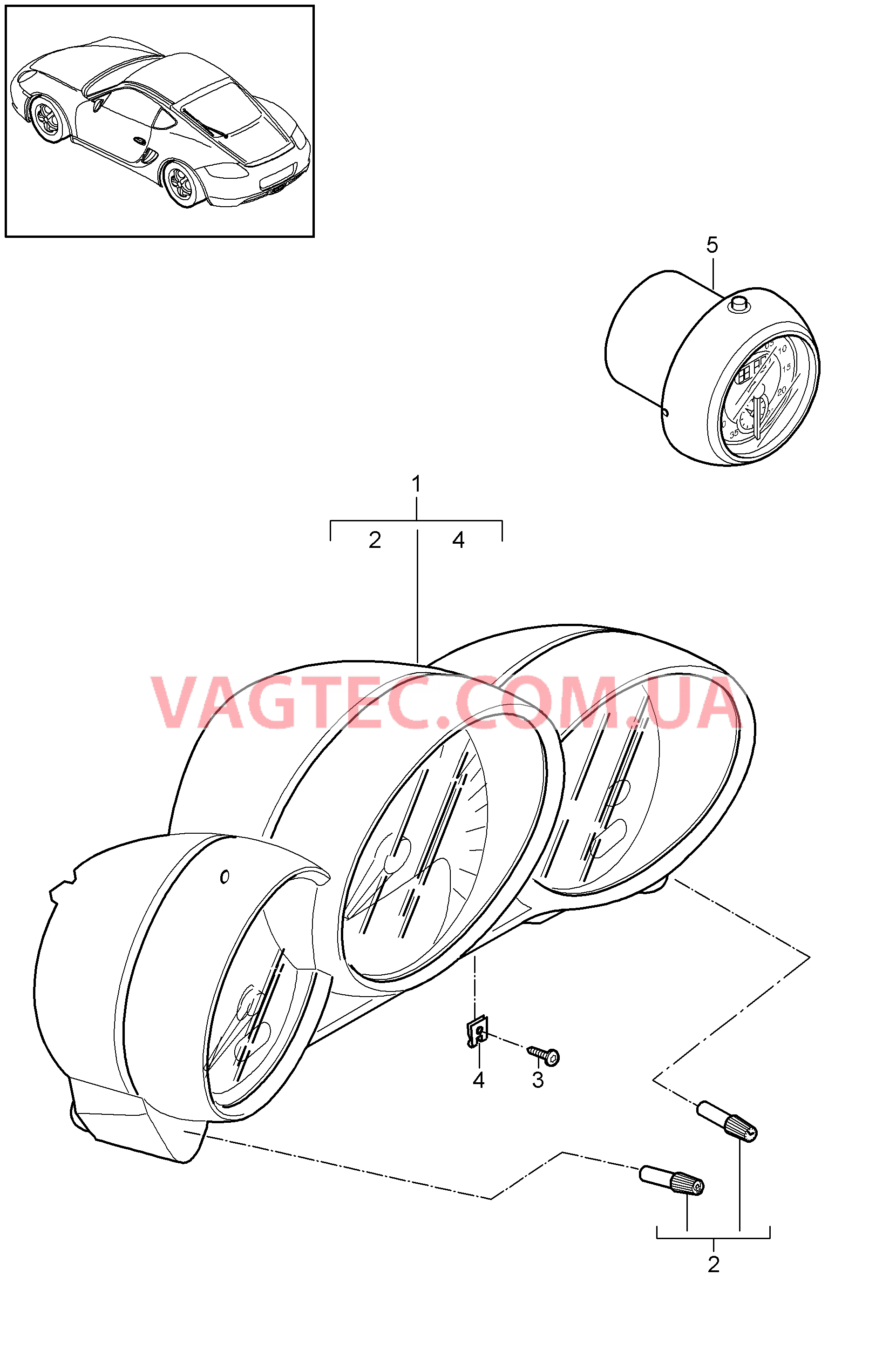 906-001 Инструменты, Секундомер для PORSCHE Cayman 2009-2012