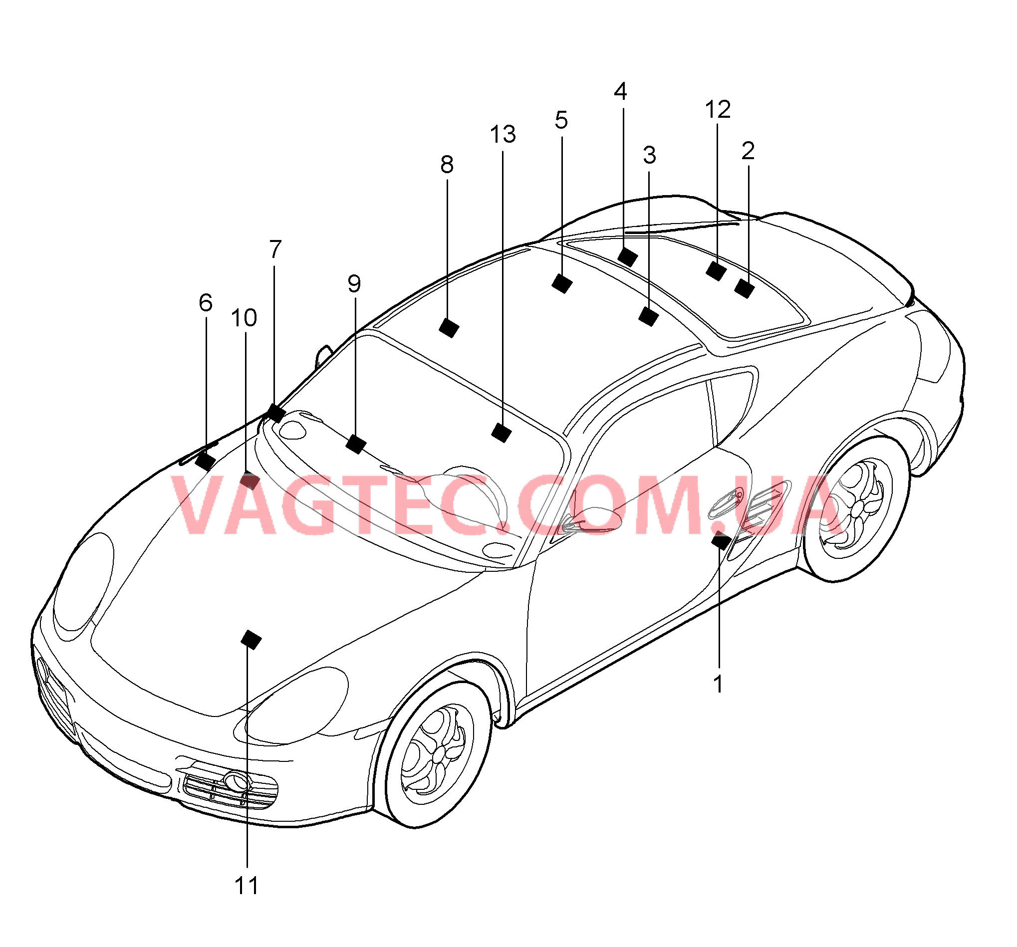 001-005 Наклейки для PORSCHE Cayman 2009-2012USA