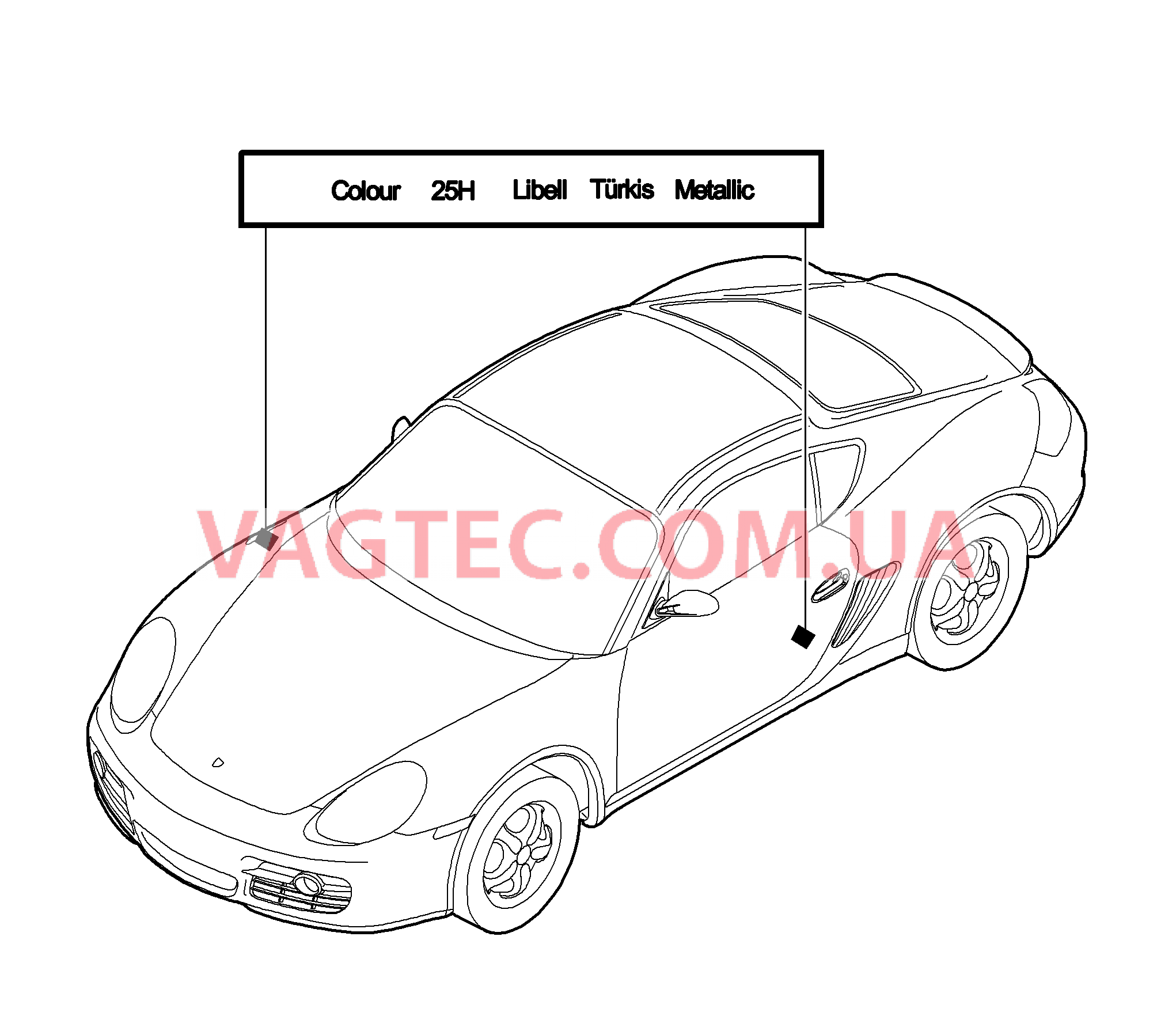 004-000 Лакировочный карандаш, Лакокрасочные покрытия для PORSCHE Cayman 2009-2012