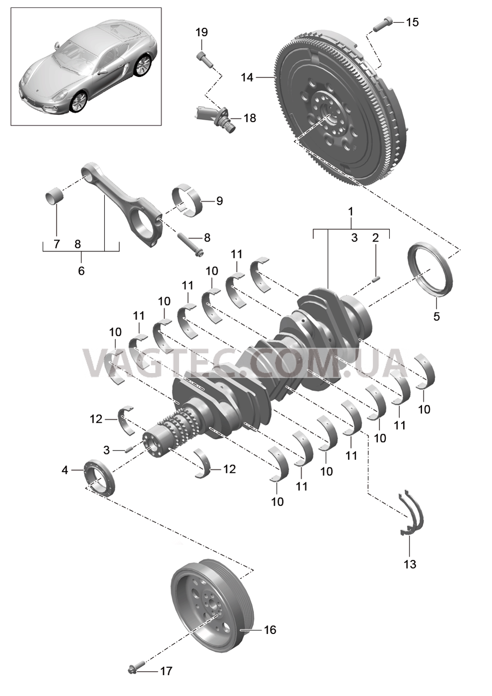 102-000 Коленвал для PORSCHE Cayman 2014-2016