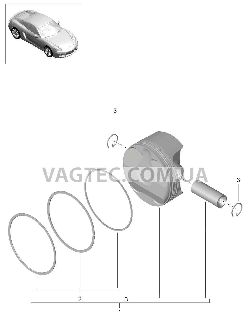 102-005 Поршень для PORSCHE Cayman 2014-2016USA