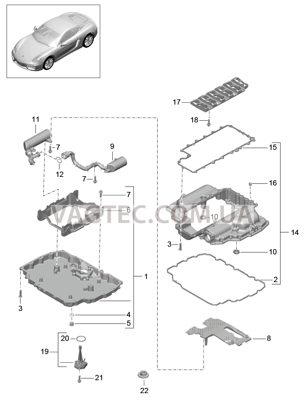 104-002 Масляный поддон для PORSCHE Cayman 2014-2016